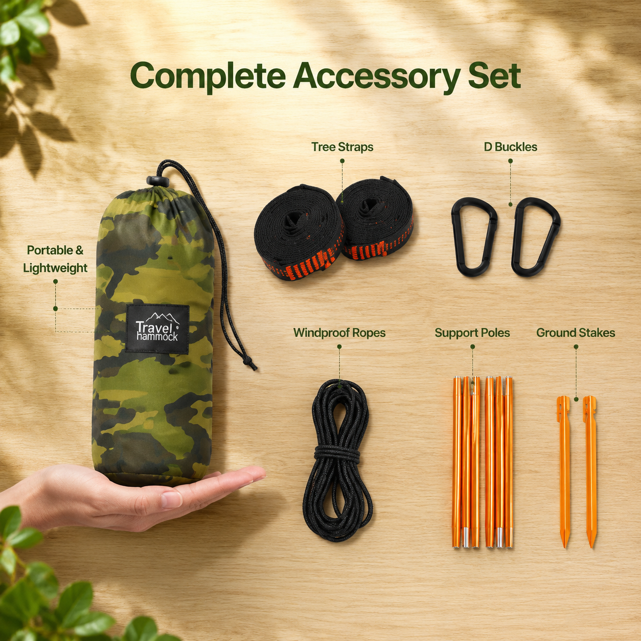 Portable Camping Hammock with Mosquito Net - Heavy Duty Parachute Nylon Hammock