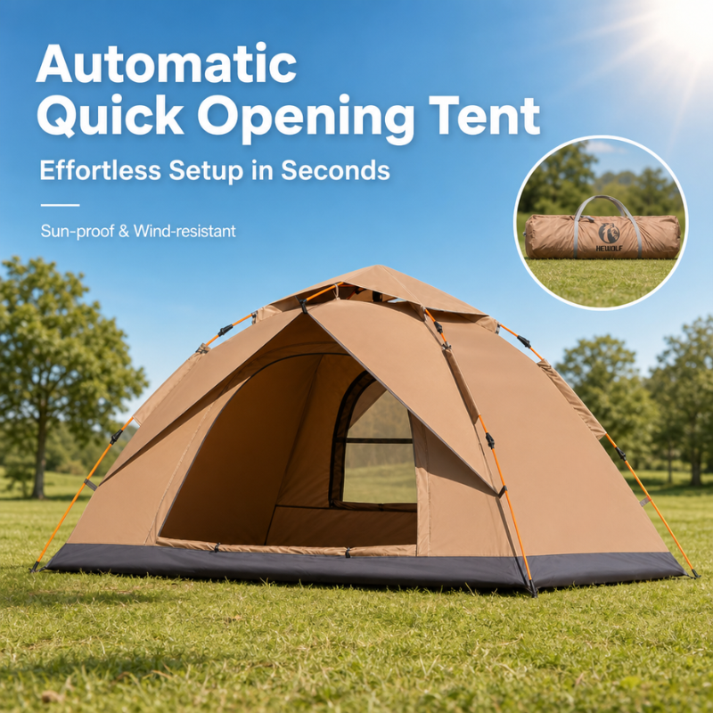 Automatic Pop-Up Camping Tent for 3-4 People - UPF 50+ UV Protection Silver Coating