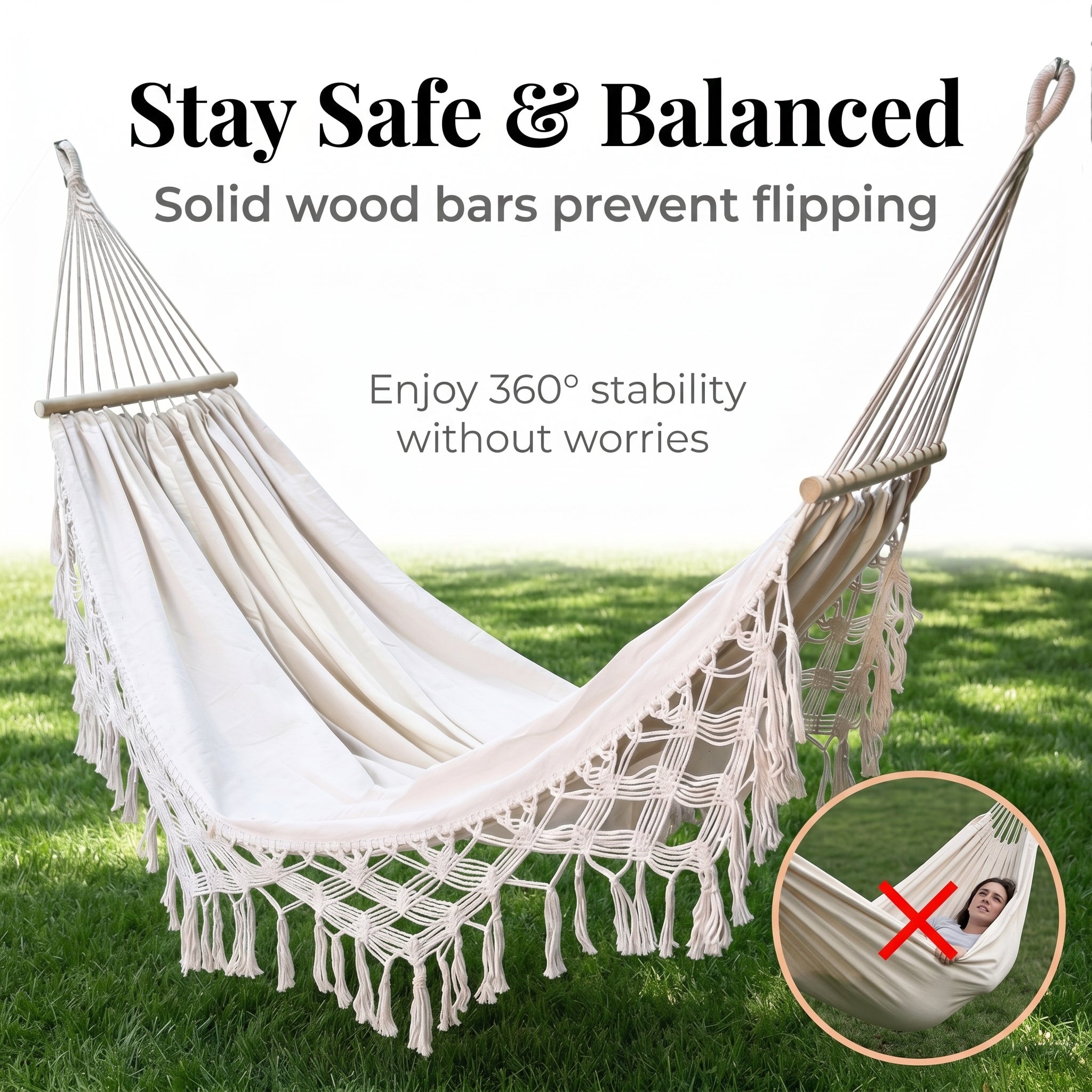 Bohemian Balcony Tassel Hammock Outdoor Densified Canvas Anti-Tipping Swing