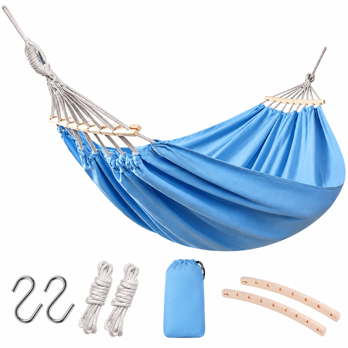 Double Heavy-Duty Canvas Hammock Portable Anti-Roll Camping Swing - H51