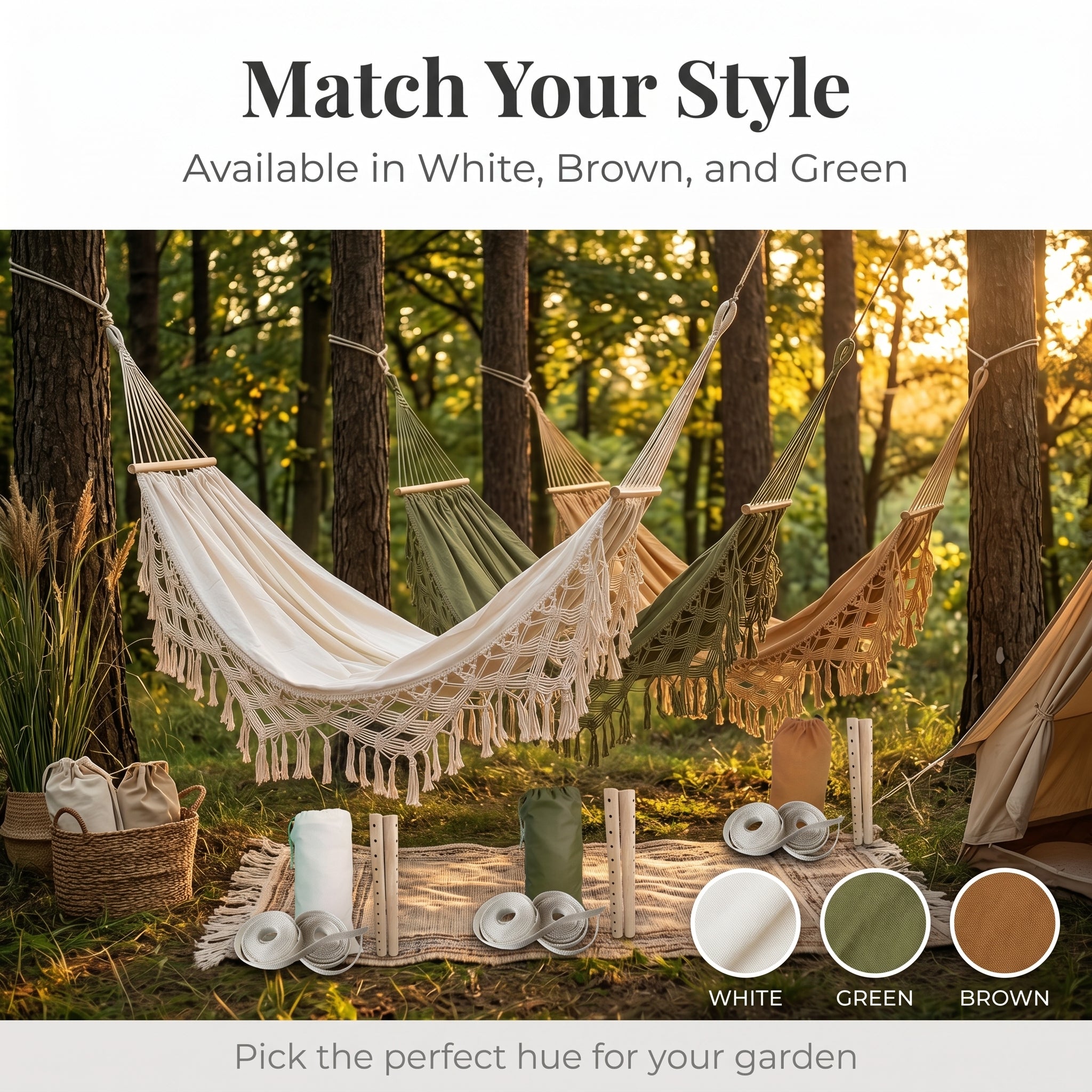 Bohemian Balcony Tassel Hammock Outdoor Densified Canvas Anti-Tipping Swing