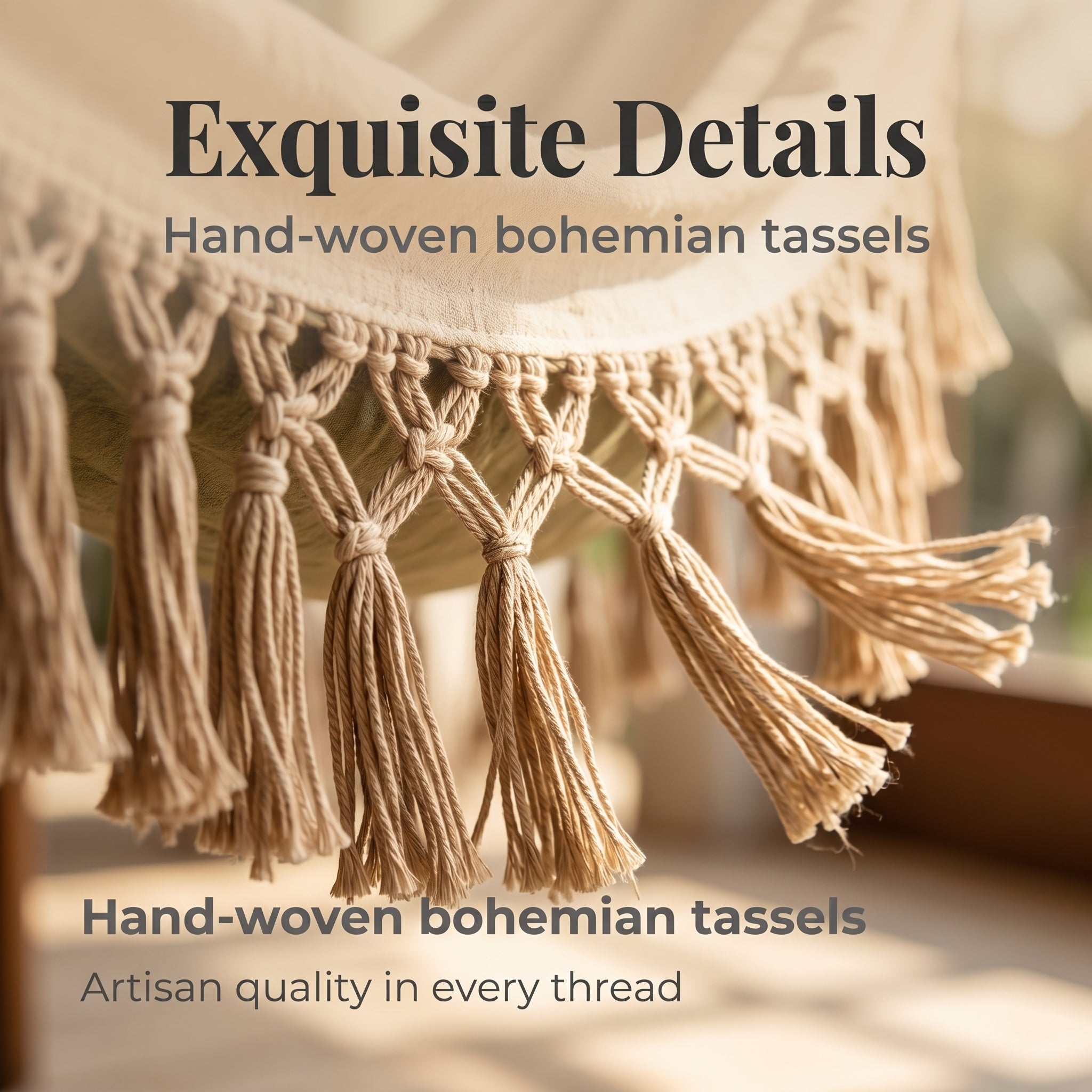 Bohemian Balcony Tassel Hammock Outdoor Densified Canvas Anti-Tipping Swing
