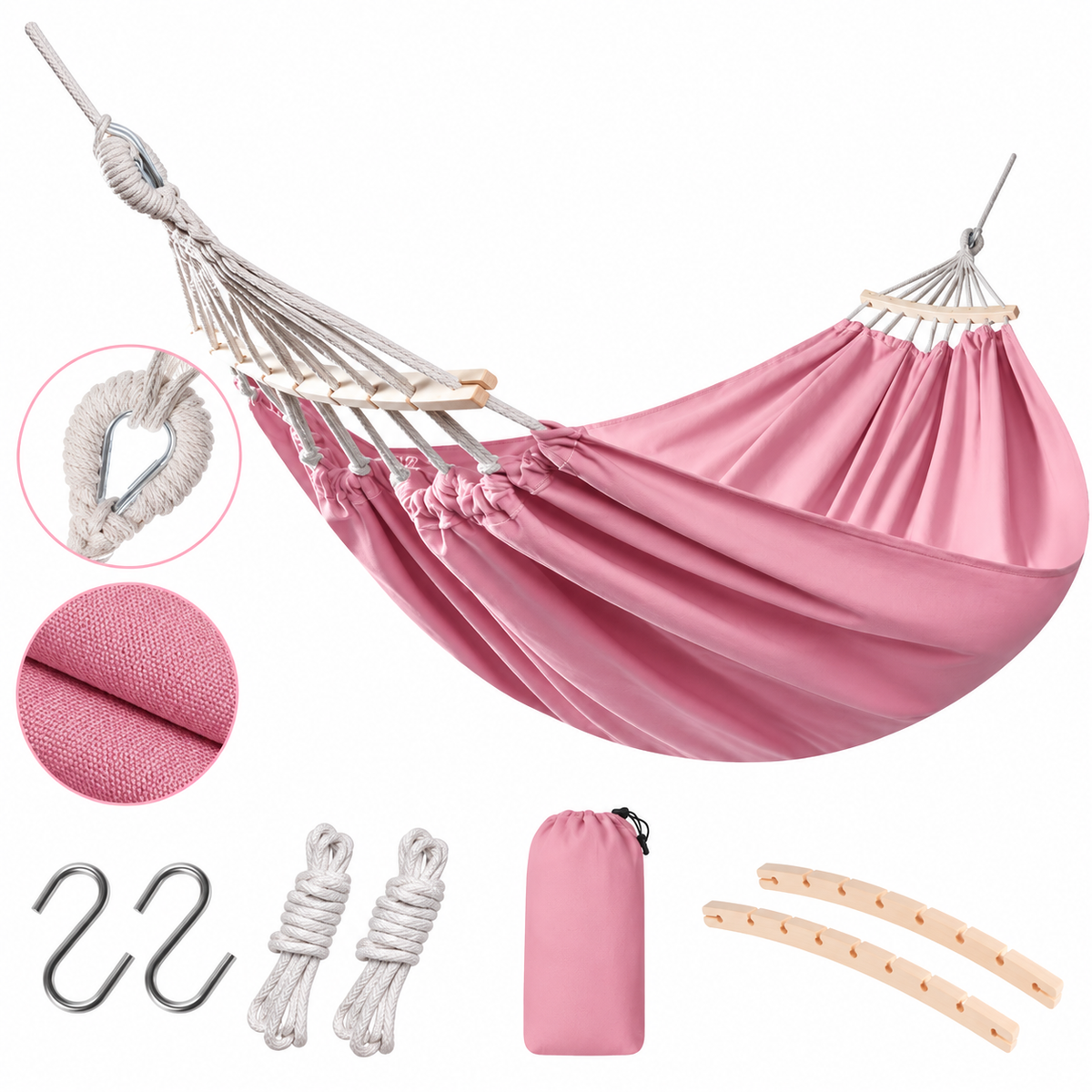 Double Heavy-Duty Canvas Hammock Portable Anti-Roll Camping Swing - H51