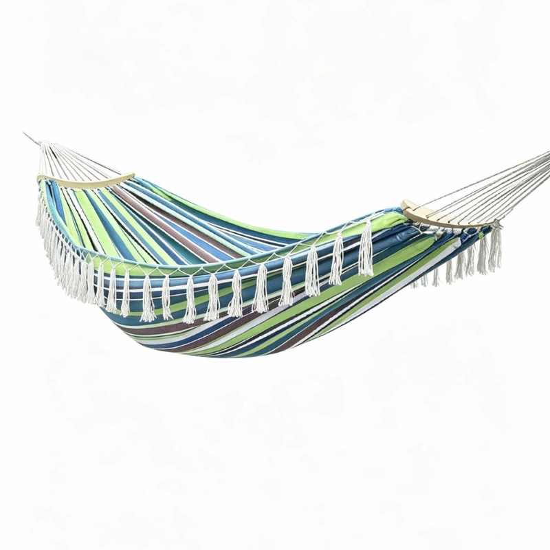 Detachable Jungle Wooden Stick Lightweight Tassel Double Outdoor Canvas Hammock