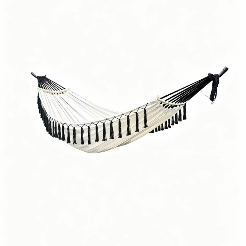Detachable Jungle Wooden Stick Lightweight Tassel Double Outdoor Canvas Hammock