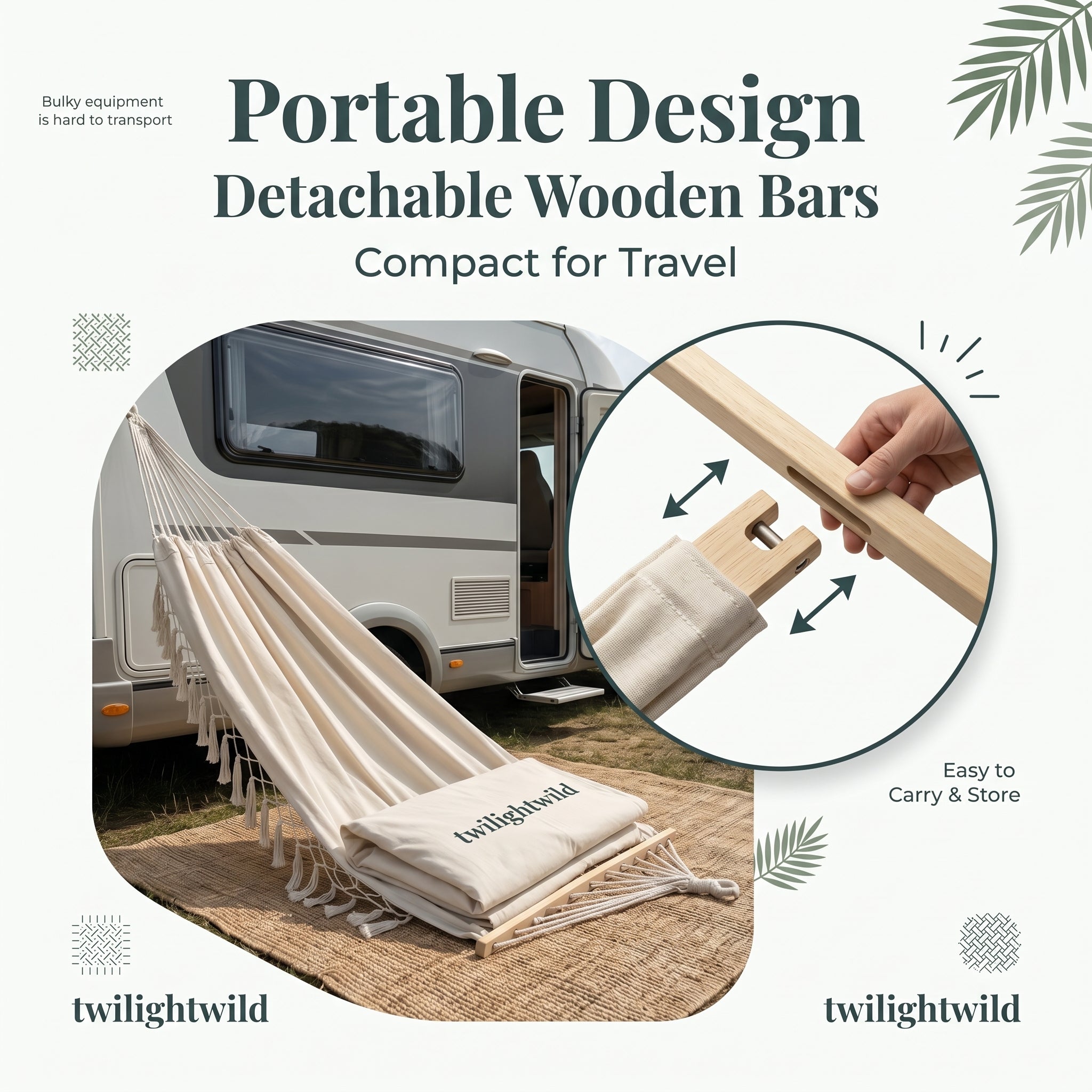 Detachable Jungle Wooden Stick Lightweight Tassel Double Outdoor Canvas Hammock