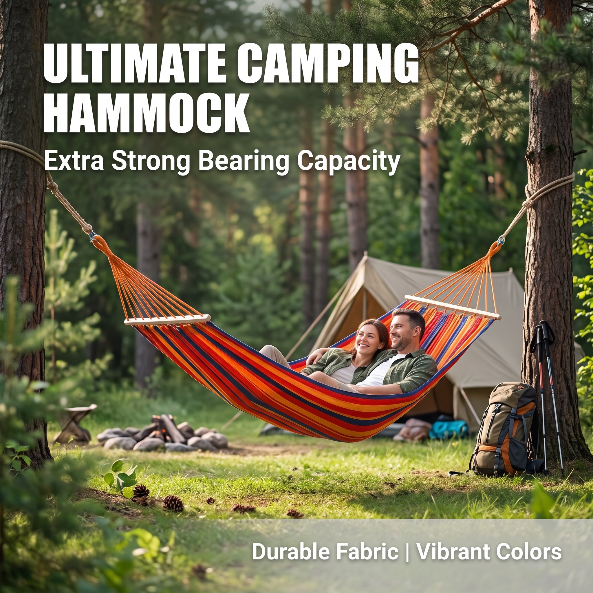 Extra Large Cotton Canvas Camping Hammock - 500lbs Heavy Duty Double Hammock