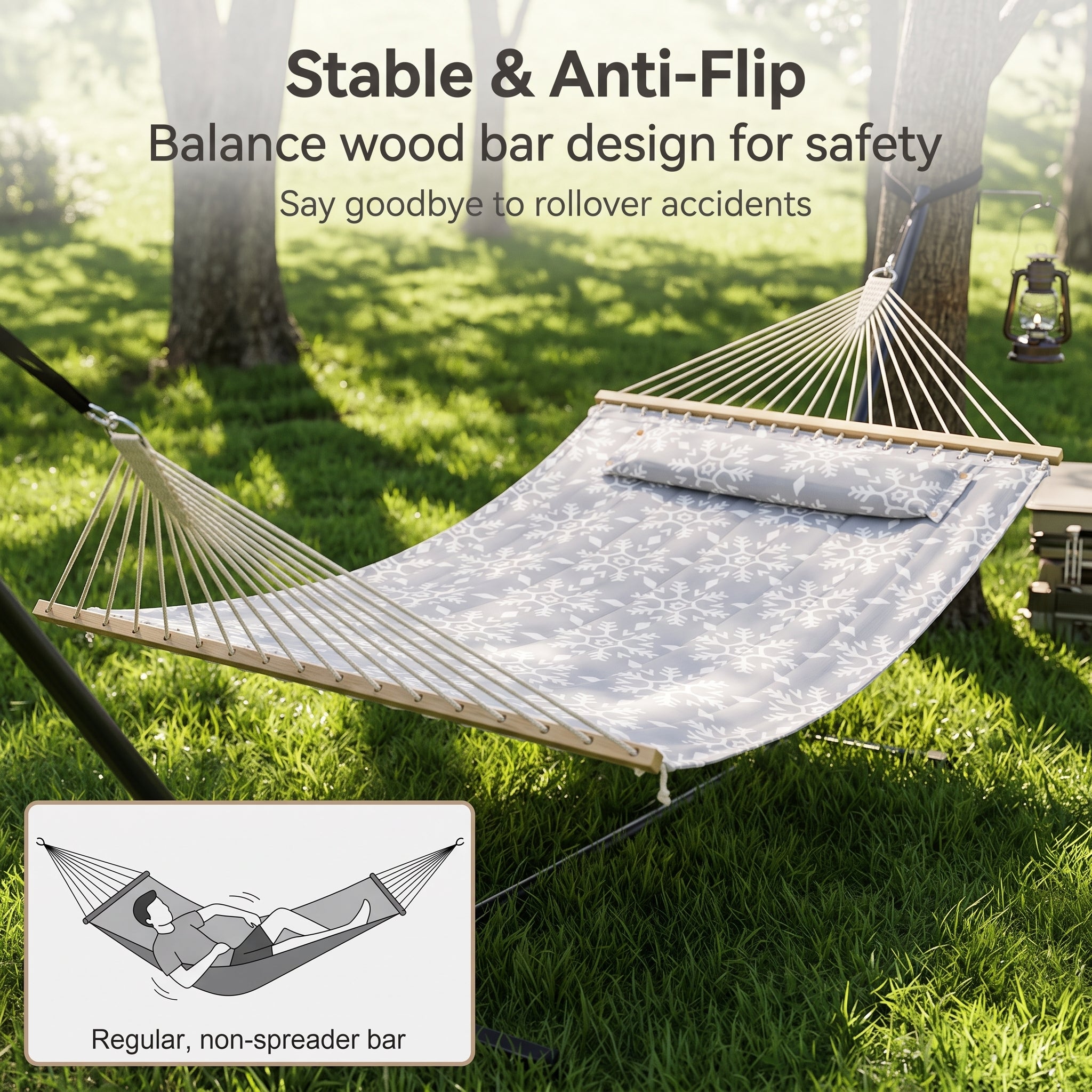 Extra Wide Double Quilted Hammock - Heavy Duty Outdoor Hammock for Two