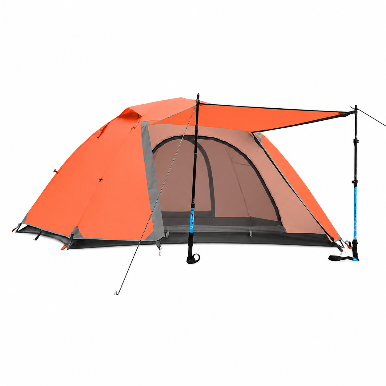 Portable Double-layer Camping tent Windproof Rainproof Sunproof Aluminum Pole -C15
