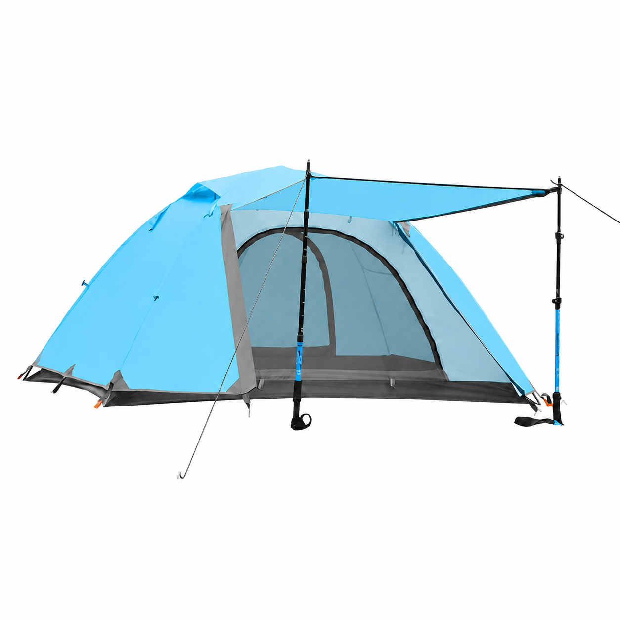 Portable Double-layer Camping tent Windproof Rainproof Sunproof Aluminum Pole -C15