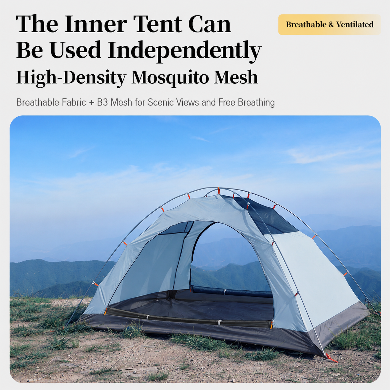 Portable Double-layer Camping tent Windproof Rainproof Sunproof Aluminum Pole -C15