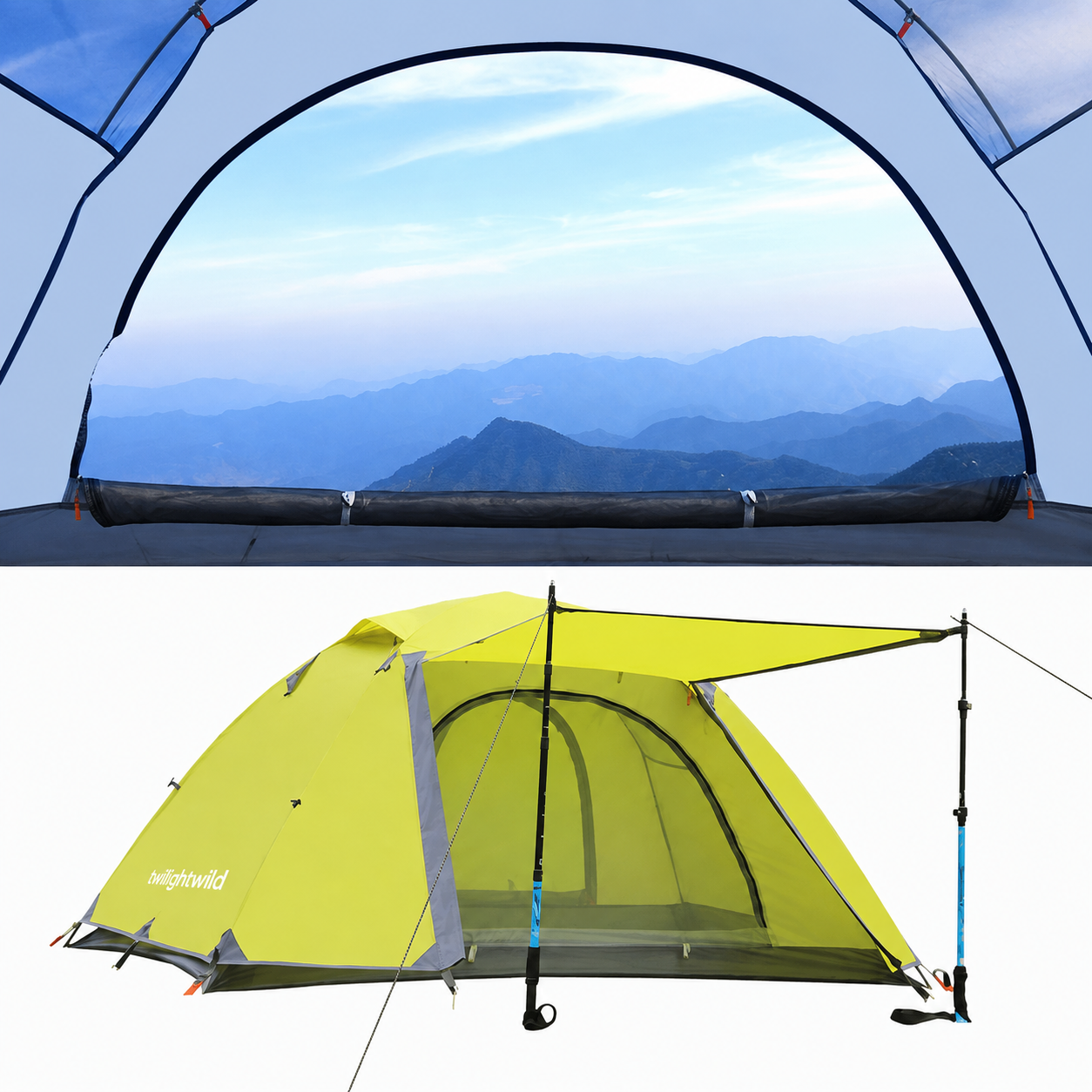 Portable Double-layer Camping tent Windproof Rainproof Sunproof Aluminum Pole -C15