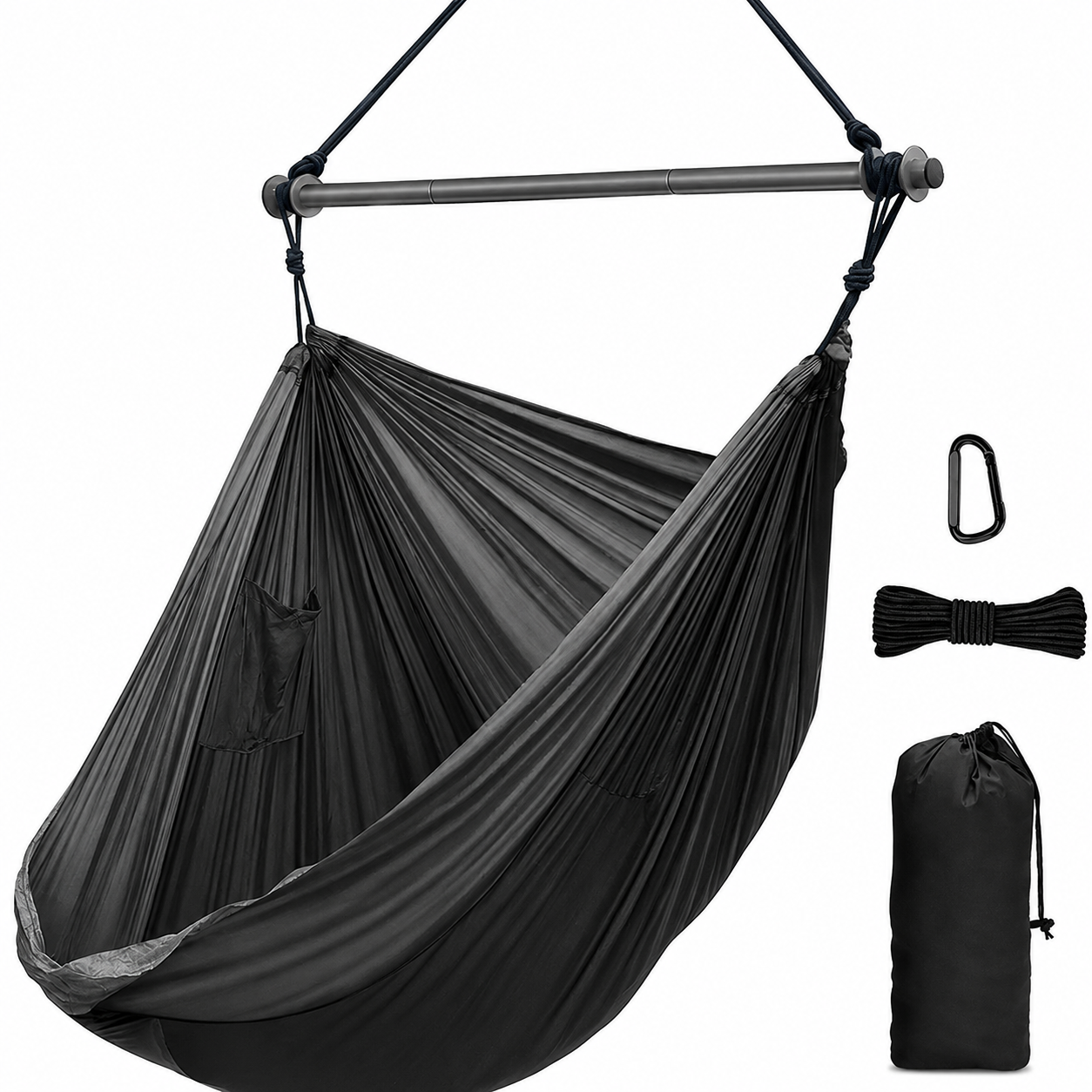 Portable Outdoor Camping Swing Chair with Carbon Steel Frame -  Anti-Slip Balance System