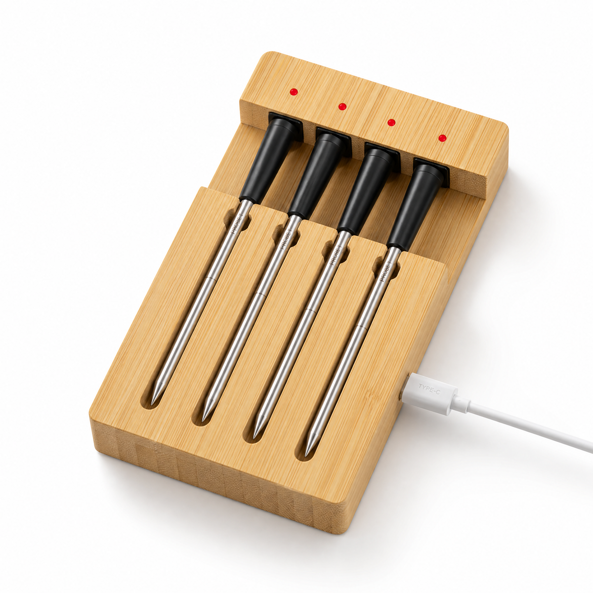 Wireless Meat Thermometer with Bamboo Dock & Smart App /T4