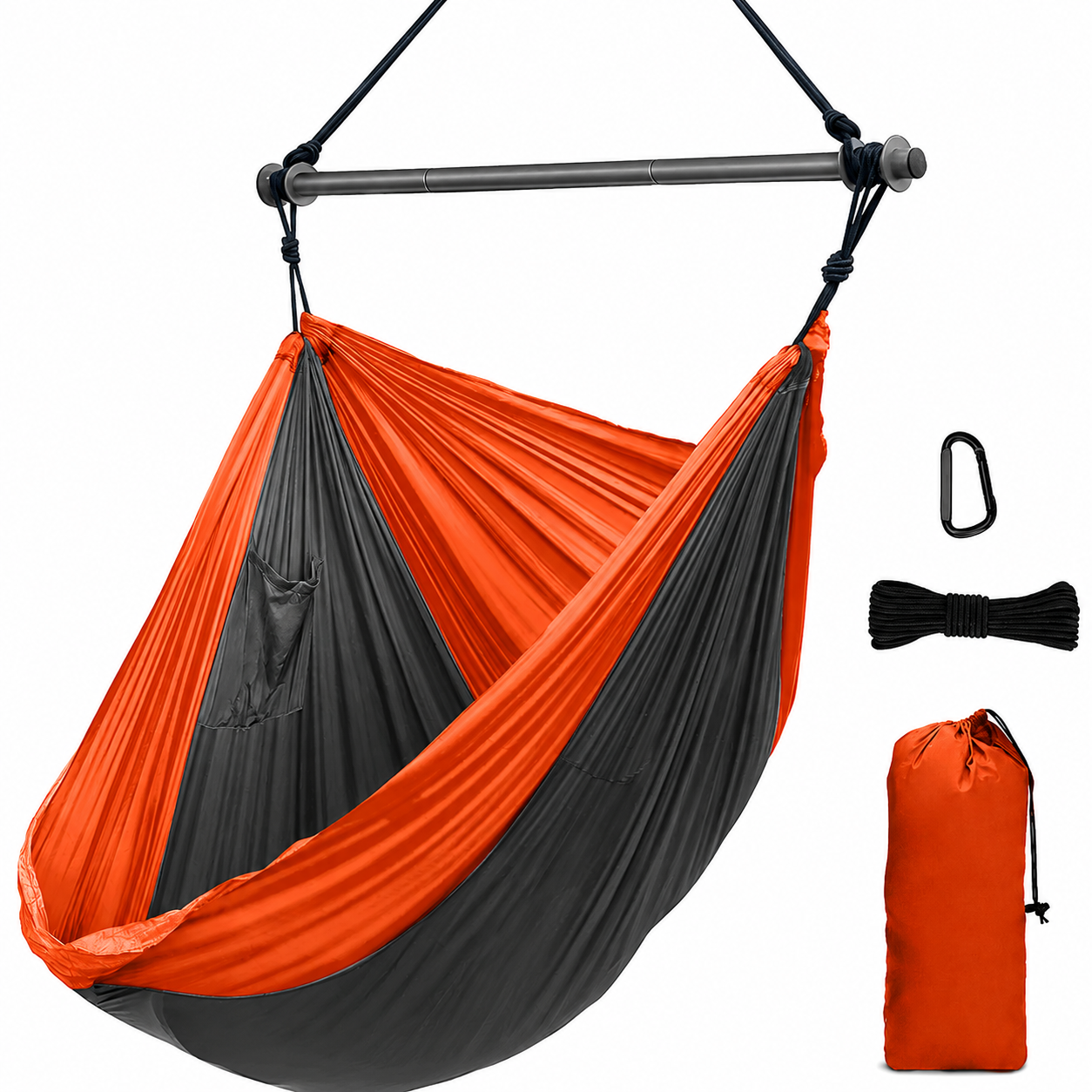 Portable Outdoor Camping Swing Chair with Carbon Steel Frame -  Anti-Slip Balance System