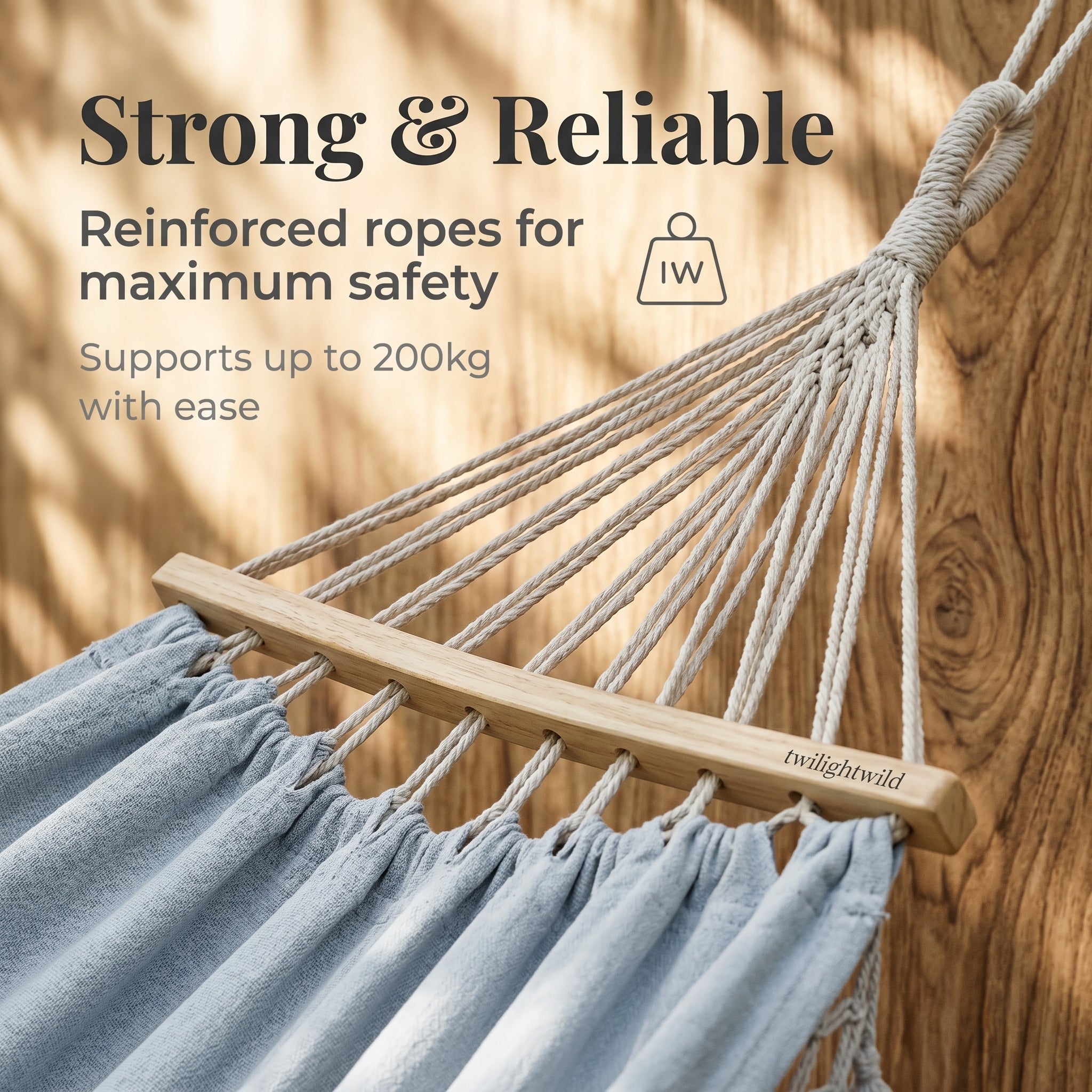 Anti-tipping Sleeping Hammock With Wooden Sticks Tassels and Lace Trim