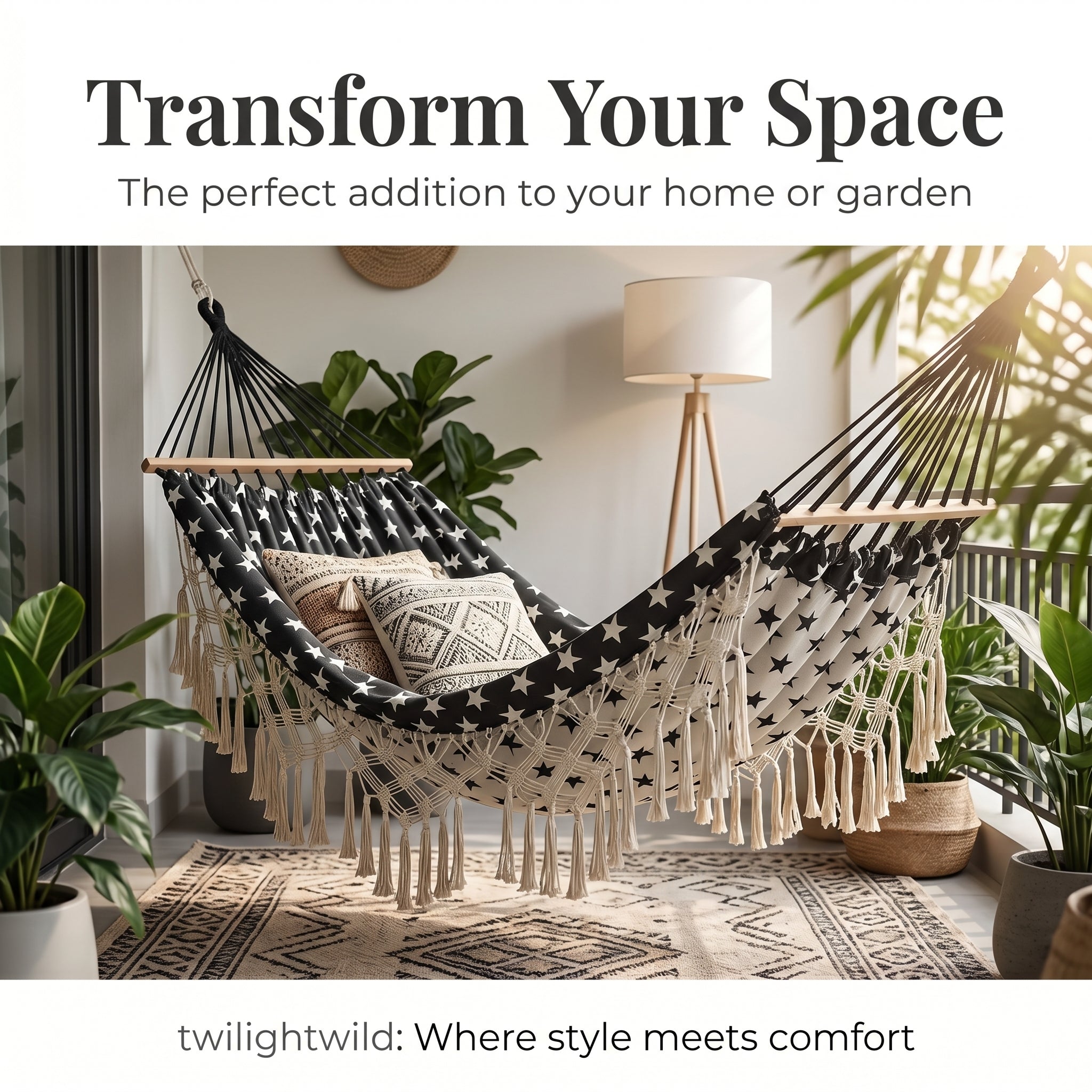Anti-tipping Sleeping Hammock With Wooden Sticks Tassels and Lace Trim