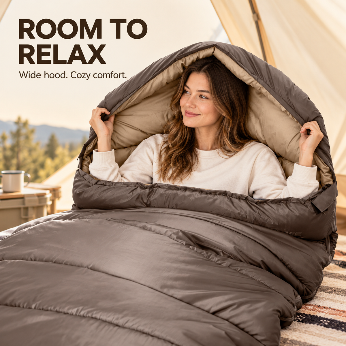 Extra Warm Roomy Sleeping Bag with Fleece Foot for Winter Camping -S4