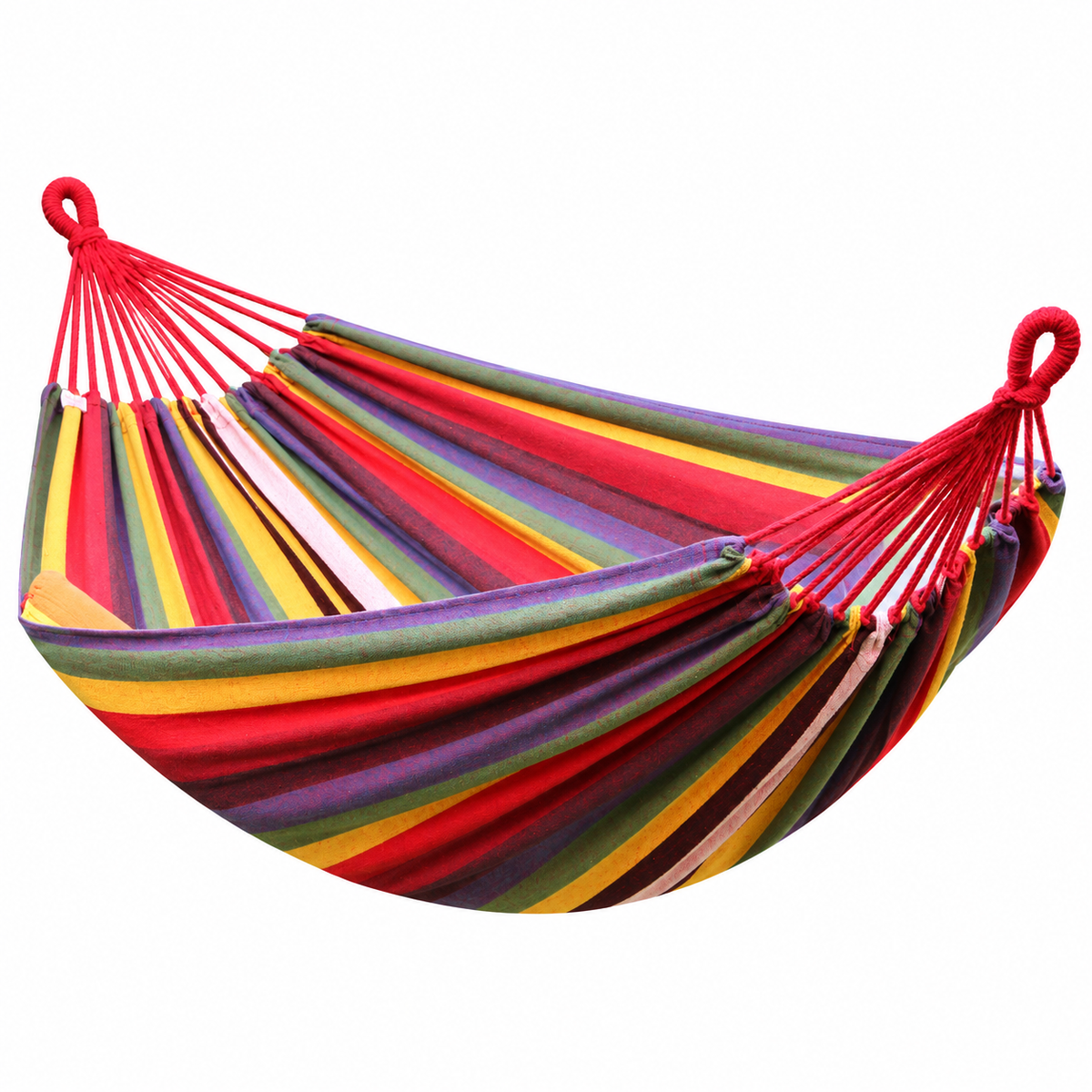Heavy Duty Double Camping Hammock Cotton Canvas Anti-Flip Patio Swing -H50