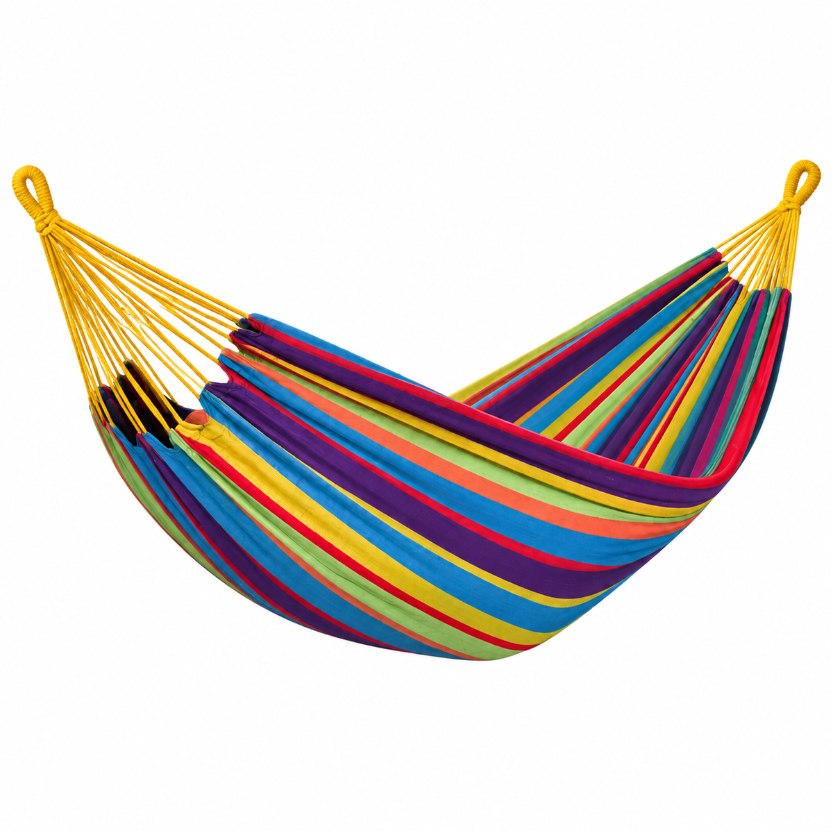 Heavy Duty Double Camping Hammock Cotton Canvas Anti-Flip Patio Swing -H50