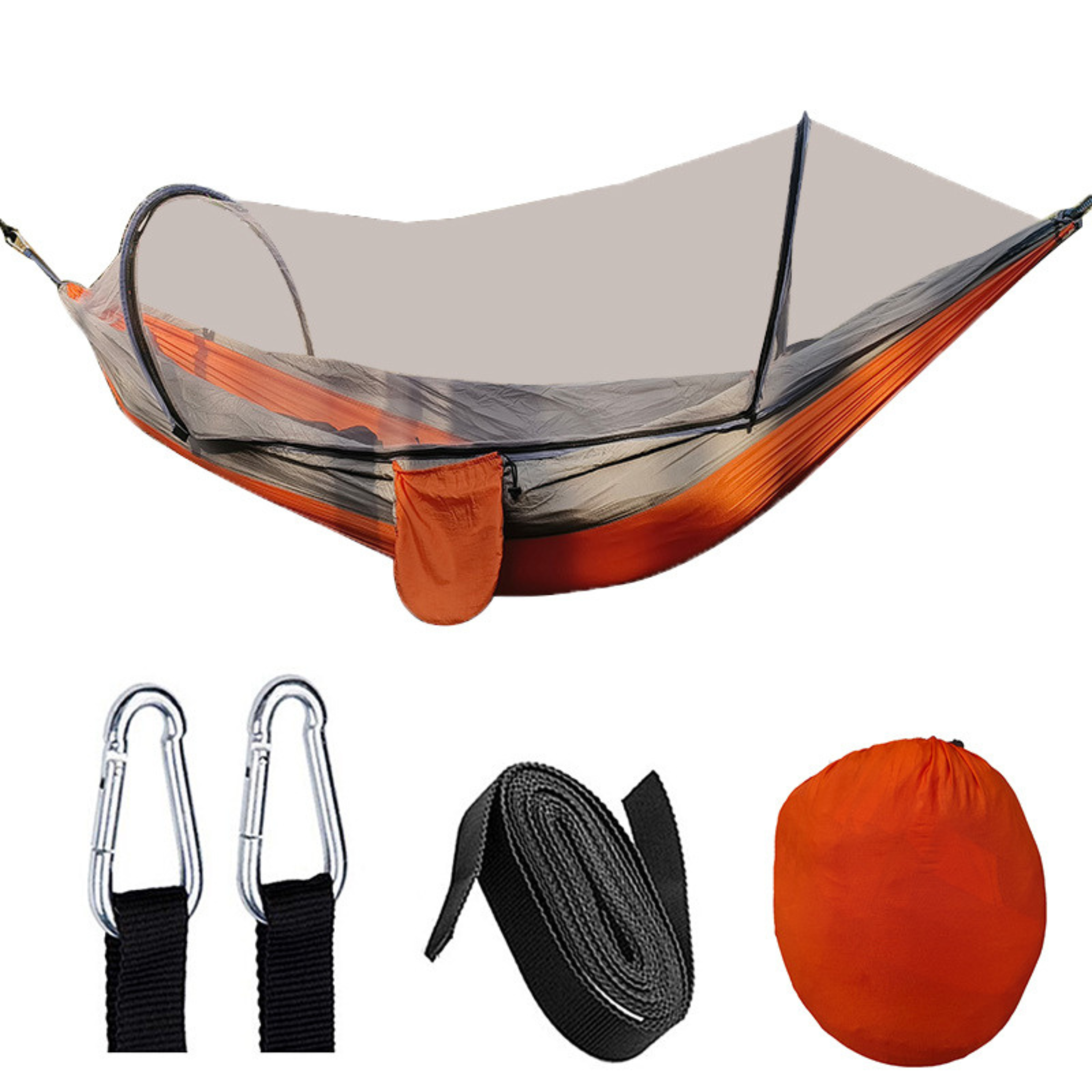 Quick-Deploy Anti-Roll Nylon Camping Hammock with Mosquito Net