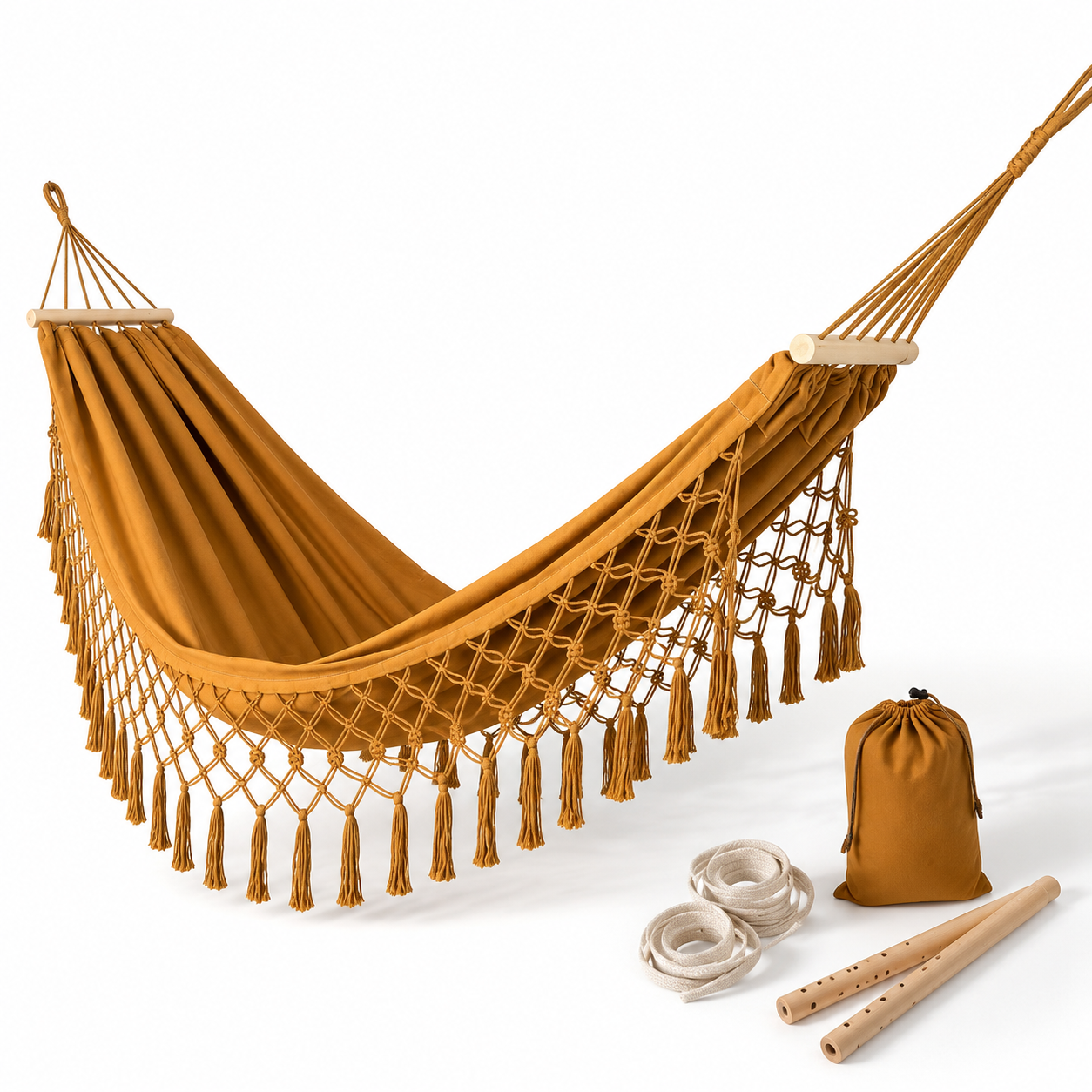 Anti-Roll Fringe Encrypted Canvas Swing Hammock