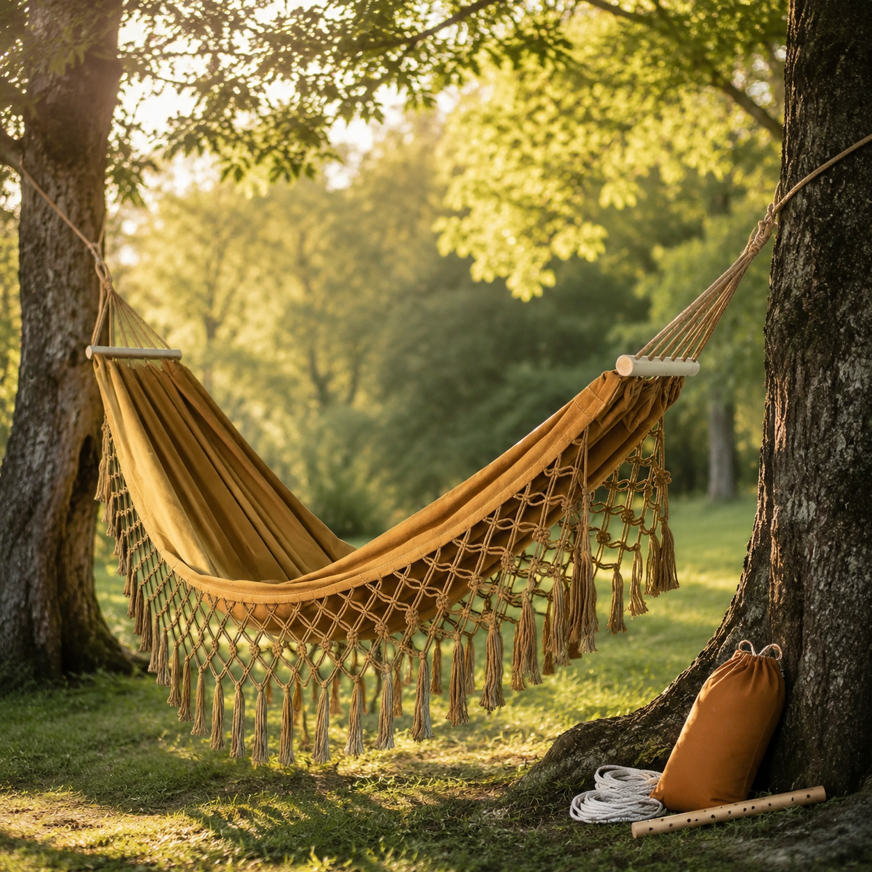 Anti-Roll Fringe Encrypted Canvas Swing Hammock