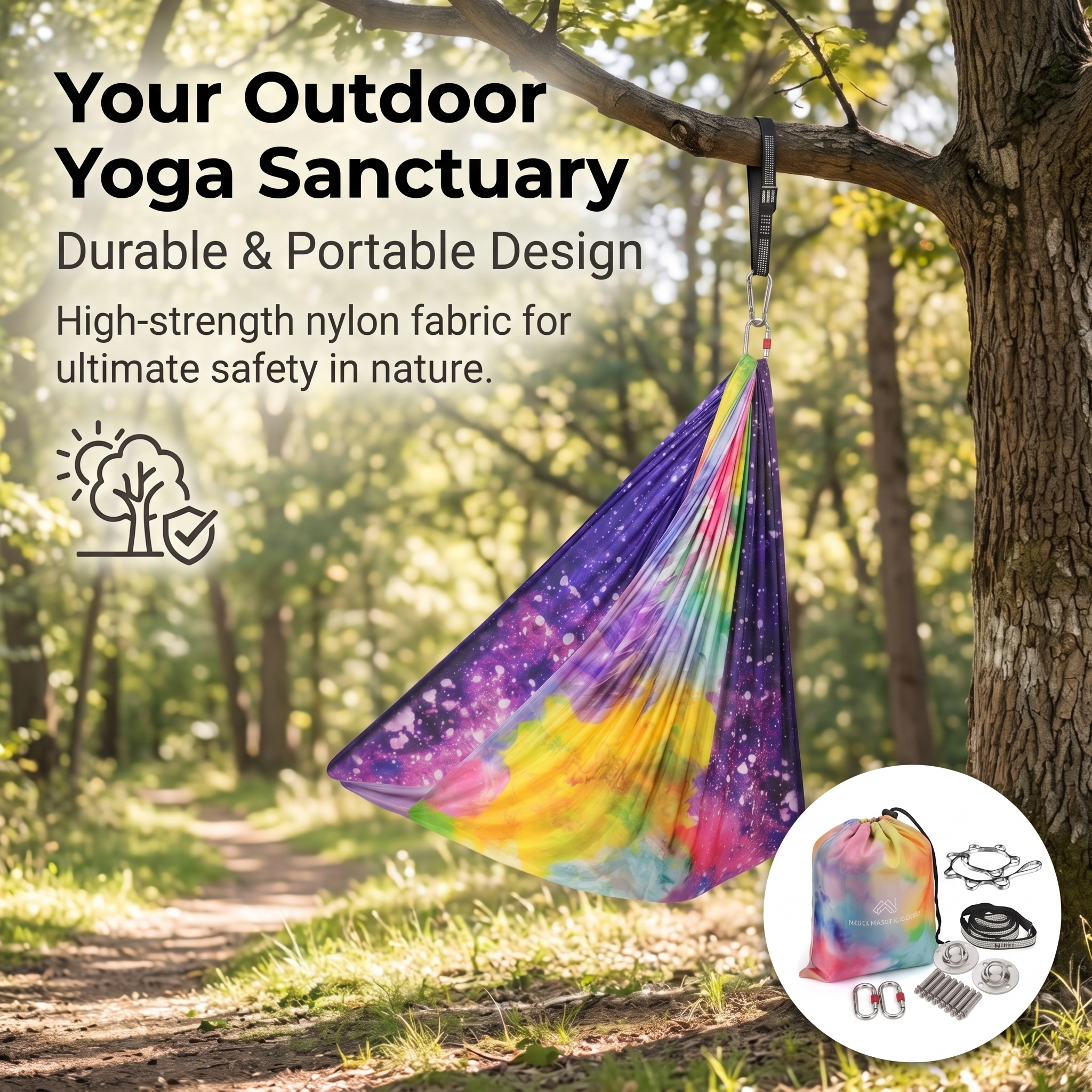 5m Colorful Gradient Print Elastic Durable Aerial Yoga Hammock