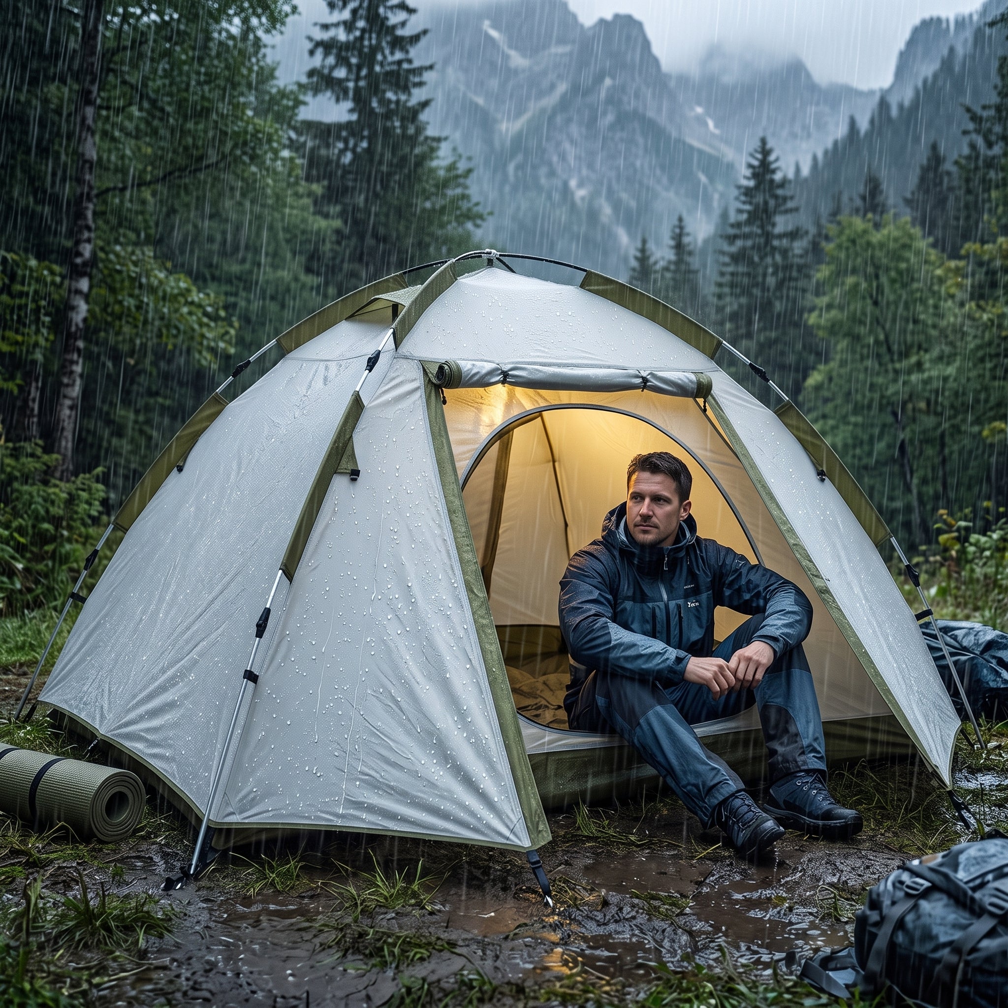 Ultralight Aluminum Pole Camping Tent 1-2 Person Waterproof for Hiking & Mountaineering