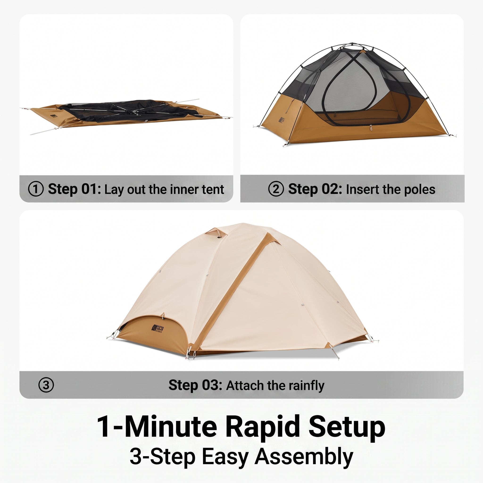 Professional Rainproof & Windproof Camping Tent with 7-Series Aviation Aluminum Poles for Outdoor Hiking