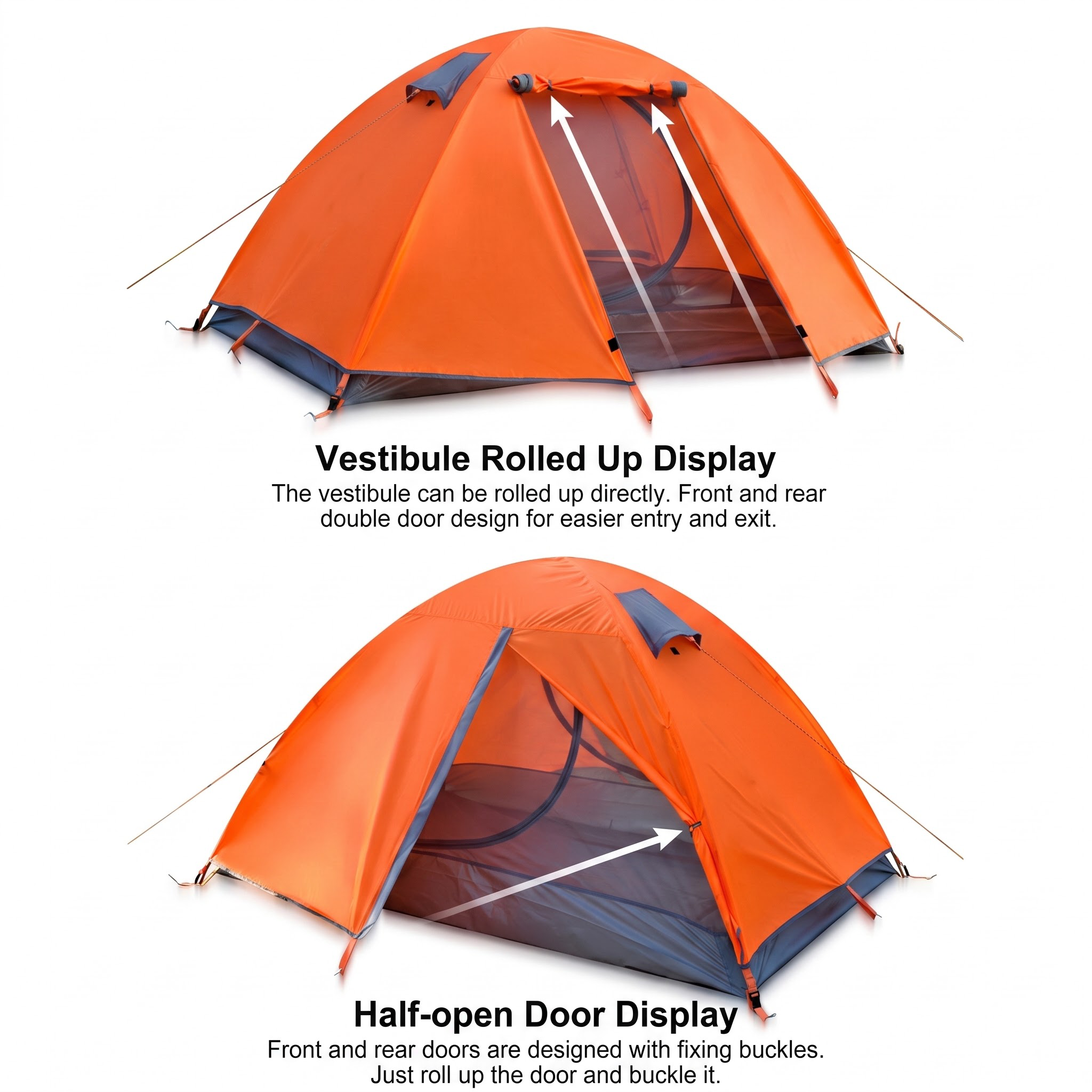 Ultralight 2-Person Double-Wall Camping Tent with Aluminum Poles 4-Season Stormproof Shelter -C8