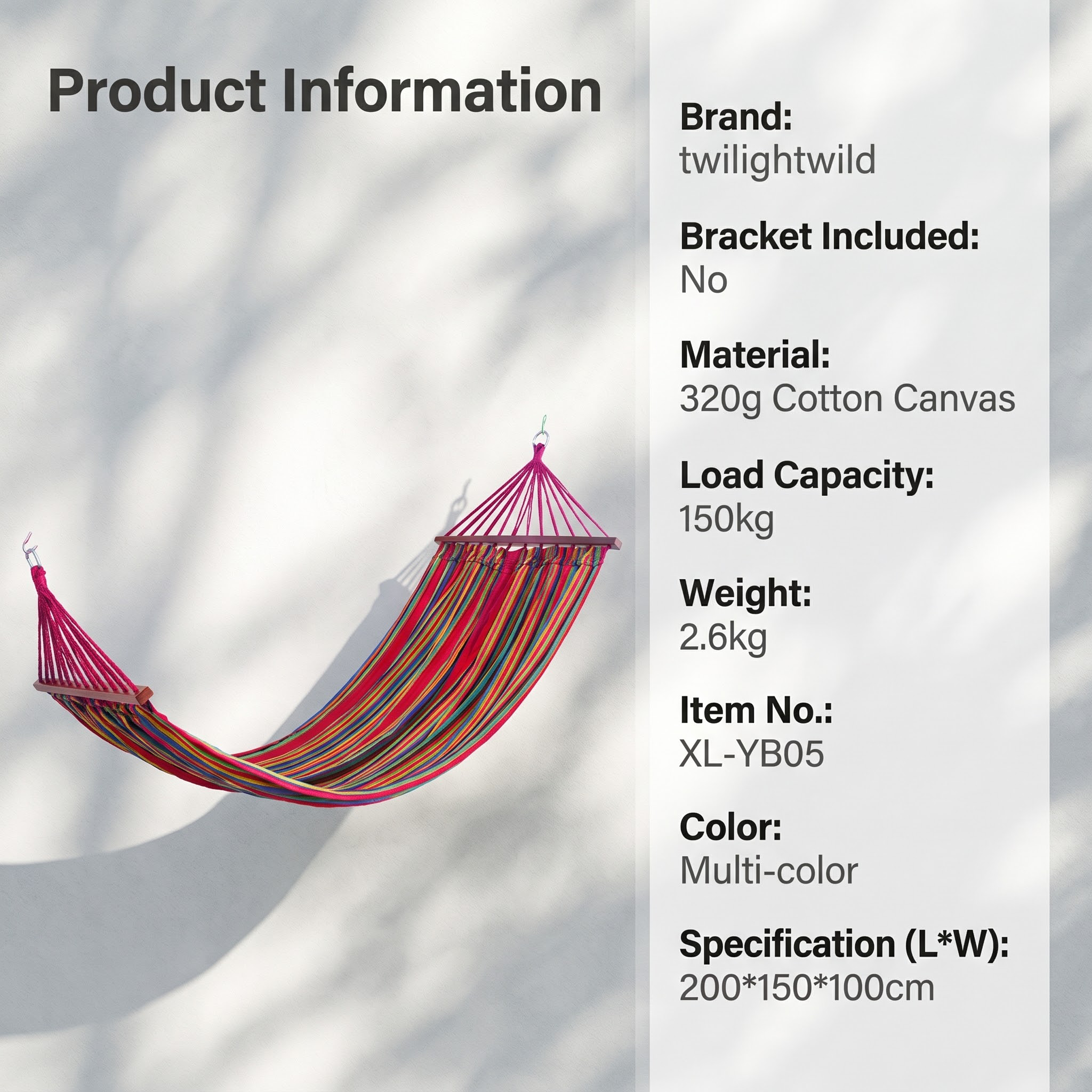 Extra Large Cotton Canvas Camping Hammock -H35