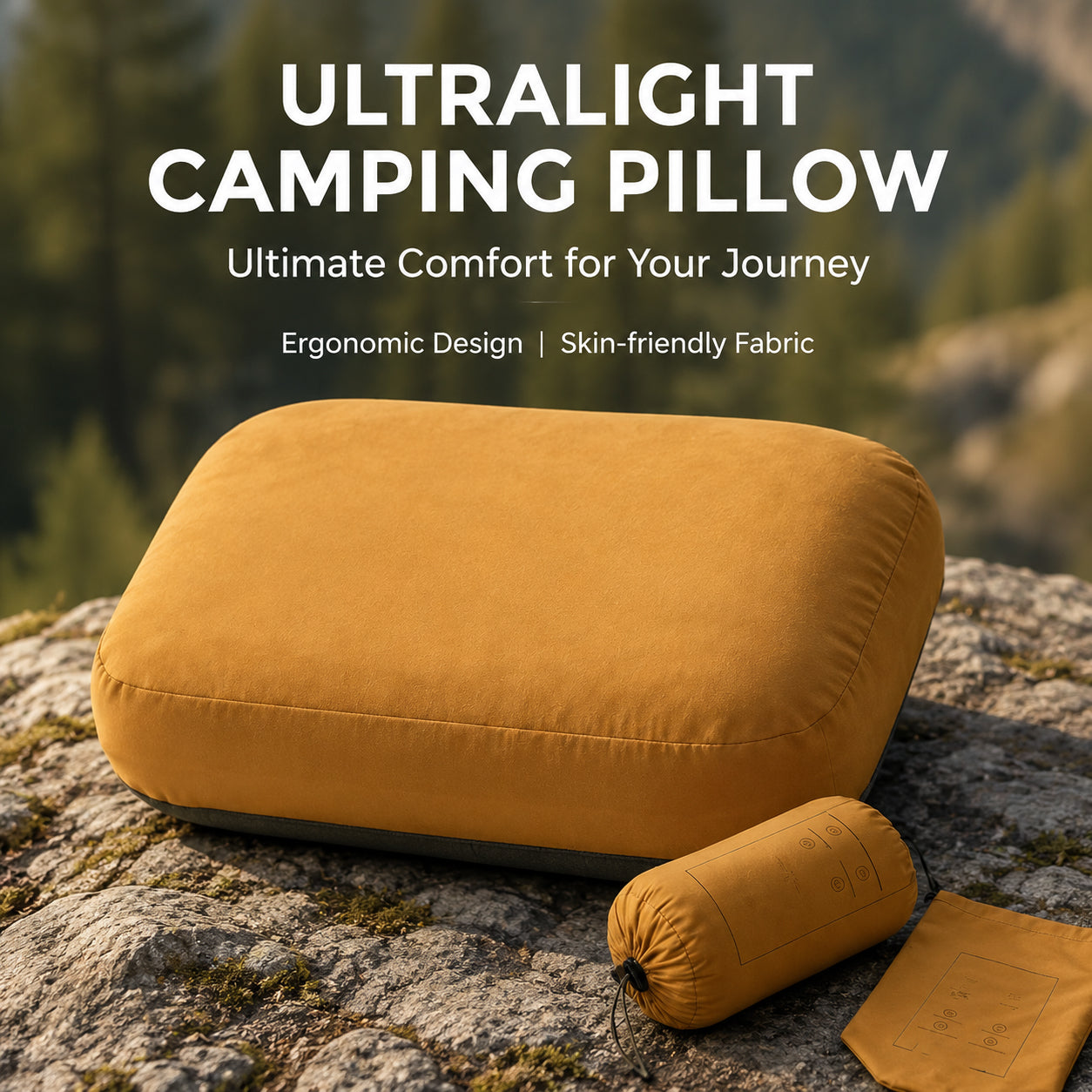 Thick Camping Travel Memory Foam Pillow Compressible Ultralight
