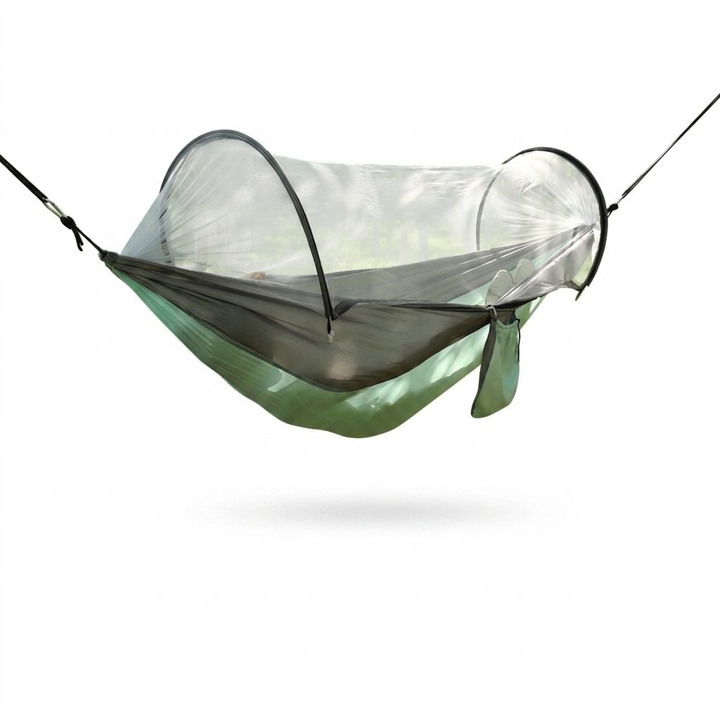 Double Camping Hammock with Mosquito Net – Portable Lightweight Backpacking Hammock for Outdoor Adventures
