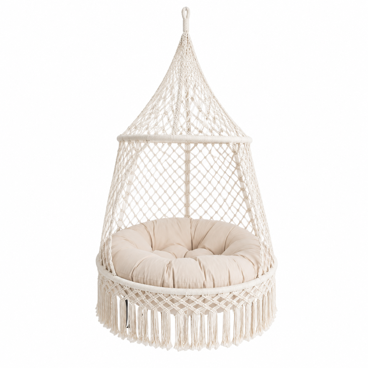 Luxury Boho Cotton Rope Hanging Chair with Cushion