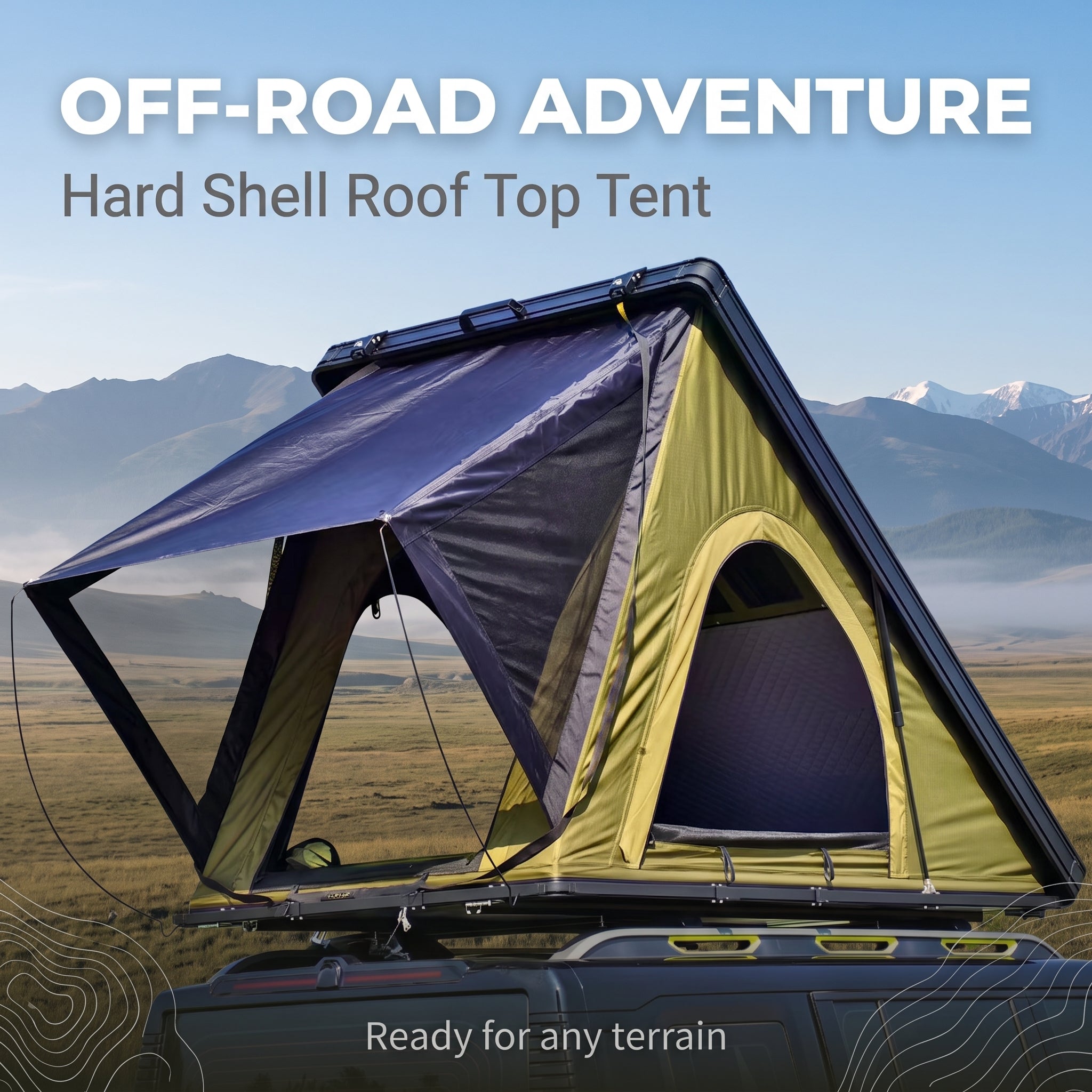 CE-Certified Lightweight Rooftop Tent Aluminum Camper Hard-Shell