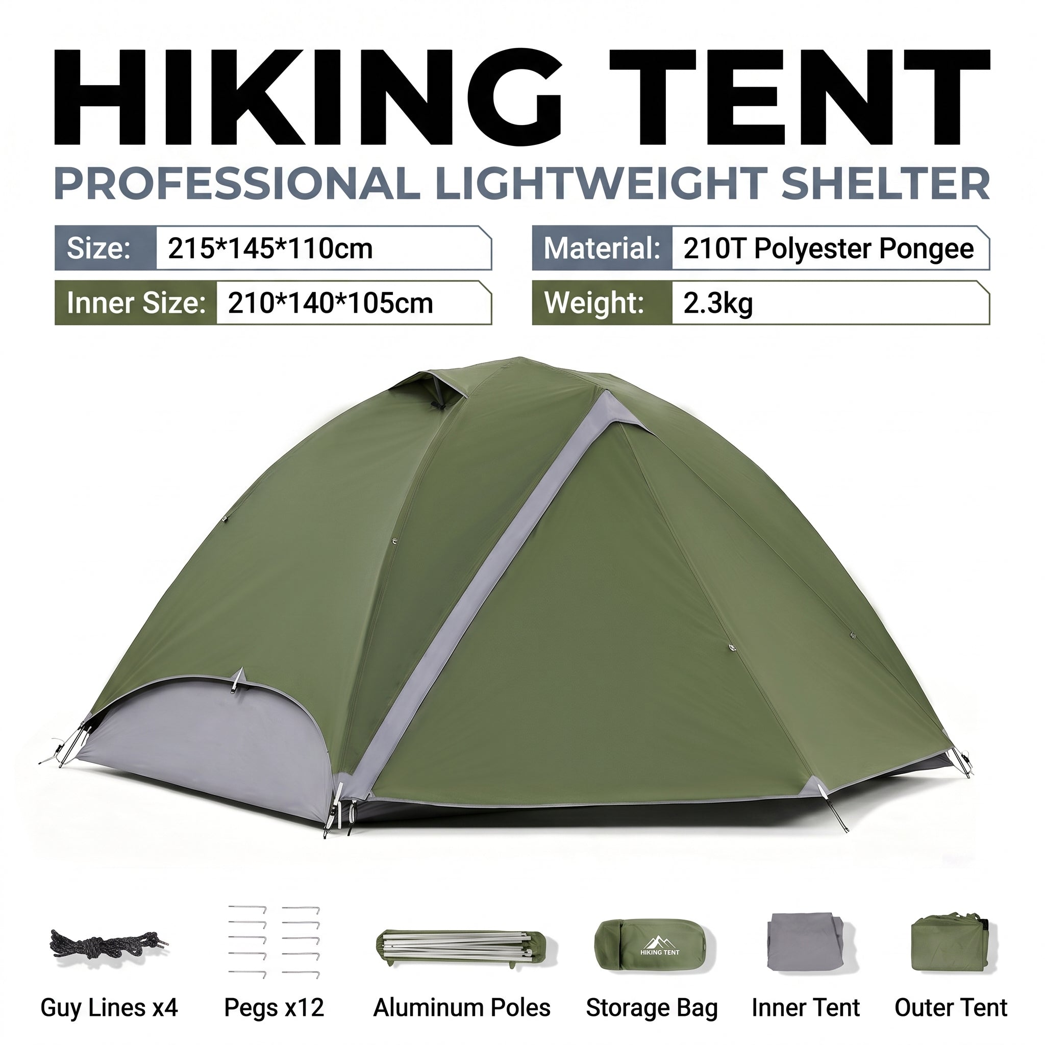 Professional Rainproof & Windproof Camping Tent with 7-Series Aviation Aluminum Poles for Outdoor Hiking
