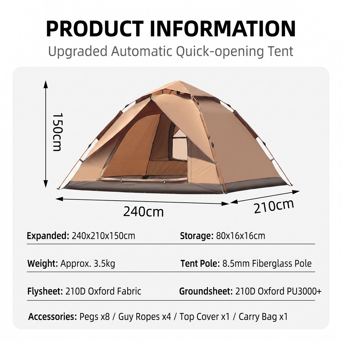 Quick-opening Camping Tent Windproof Sunproof Ultra-lightweight Portable Foldable -C14