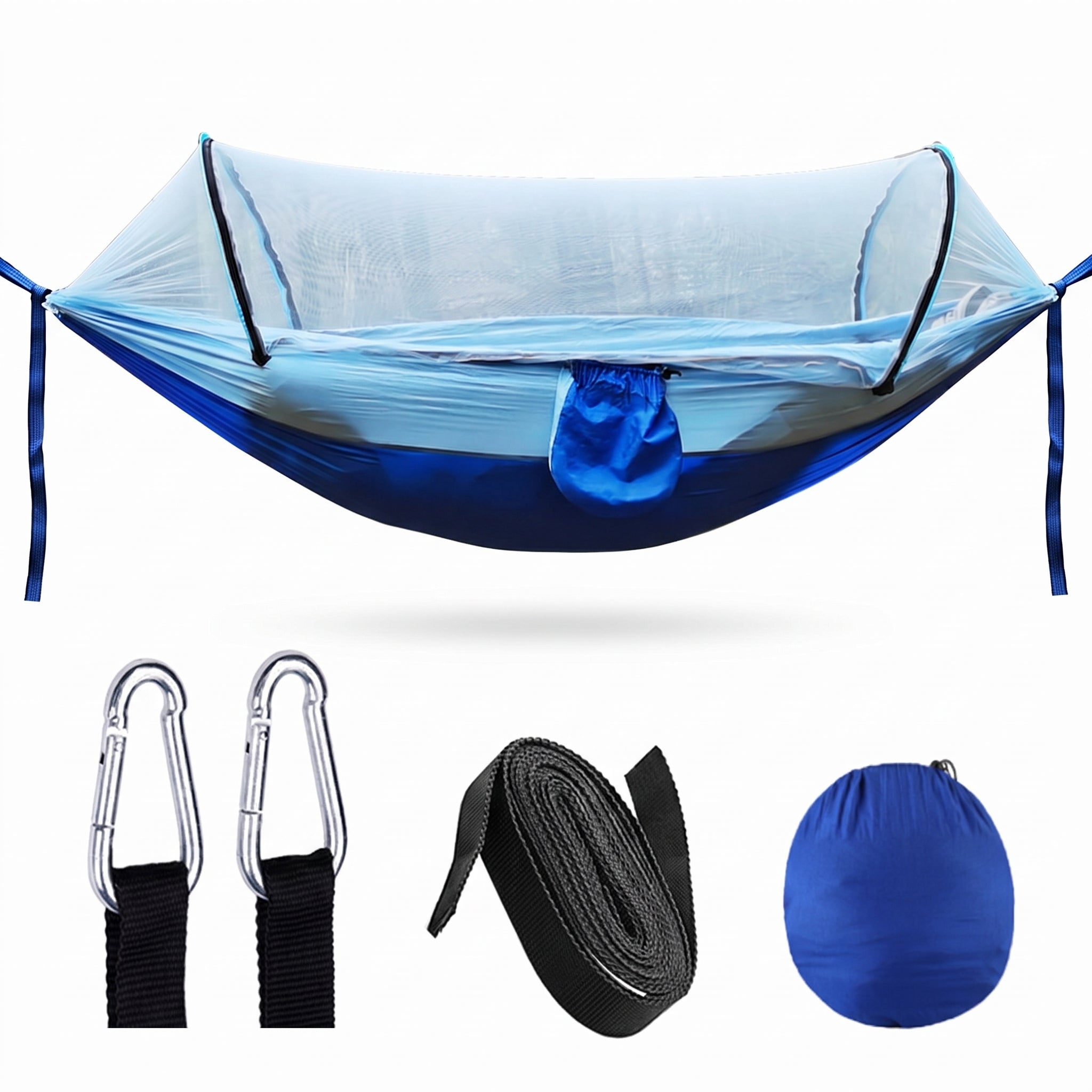 Quick-Deploy Anti-Roll Nylon Camping Hammock with Mosquito Net