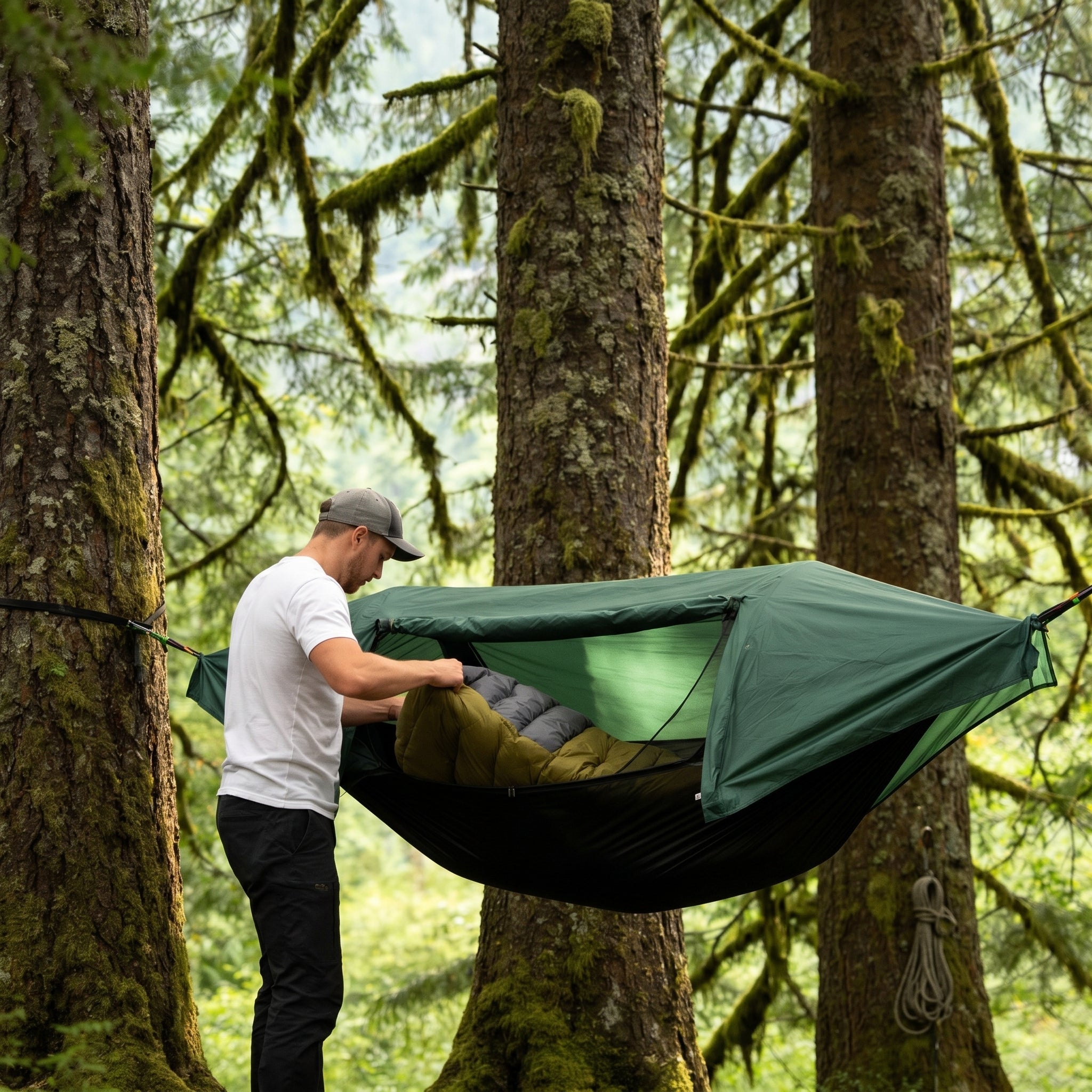 Ultralight Camping Hammock with Integrated Mosquito Net