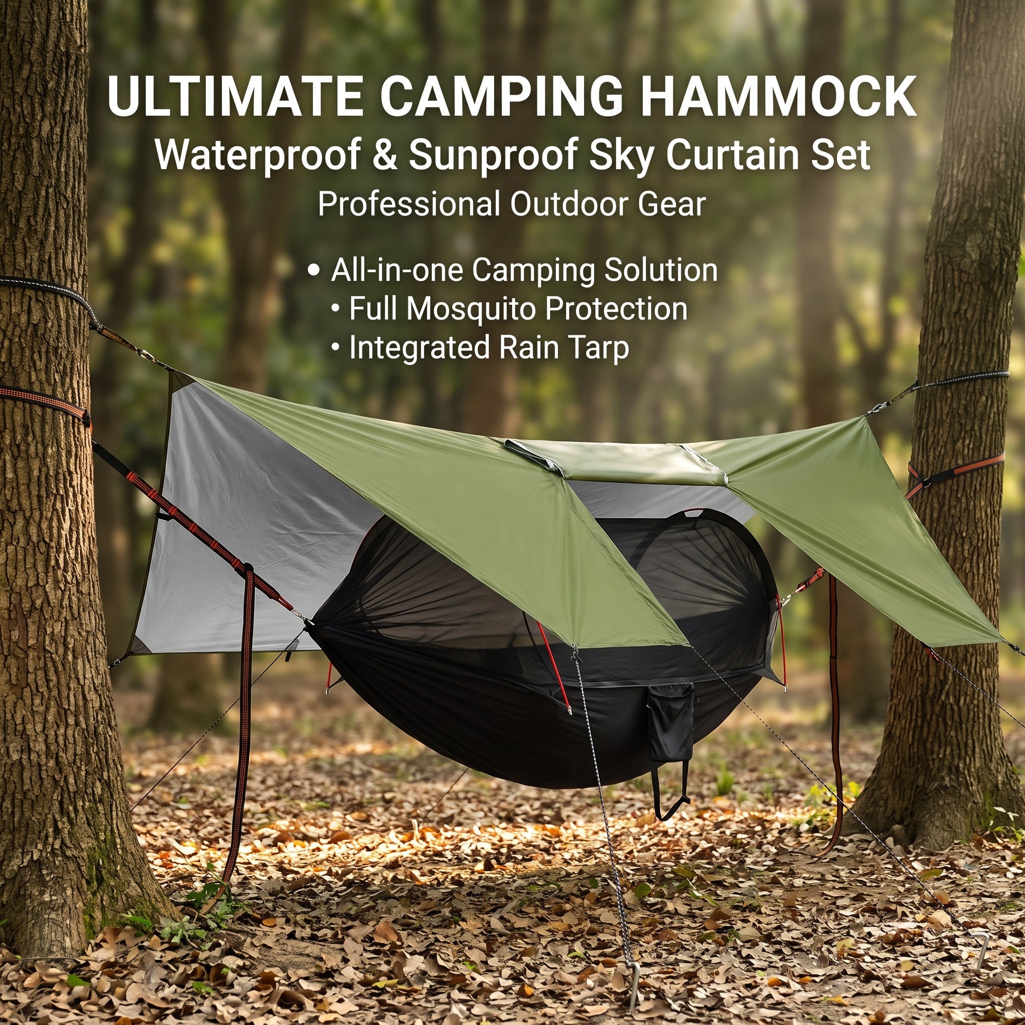 Outdoor Hammock Tent Set – Canopy, Mosquito Net, Waterproof, Sunshade, and Swing