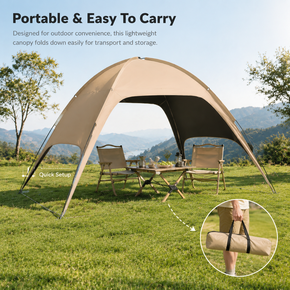 Dome Camping Tent with Blackout Canopy Quick Setup Sun Shelter - C31