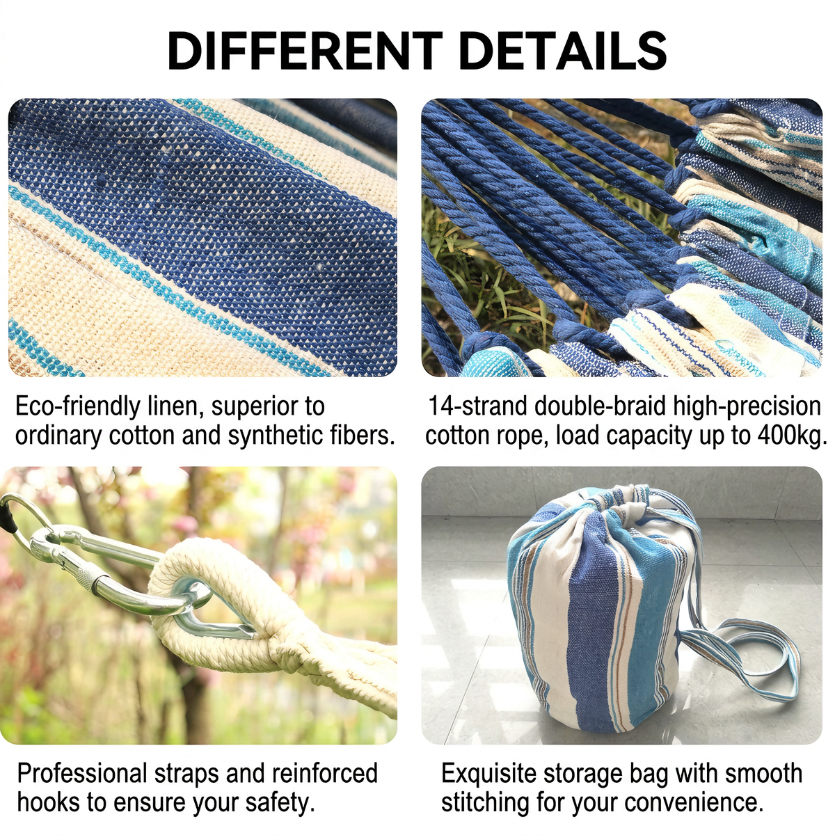 Heavy Duty Double Camping Hammock Cotton Canvas Anti-Flip Patio Swing -H50