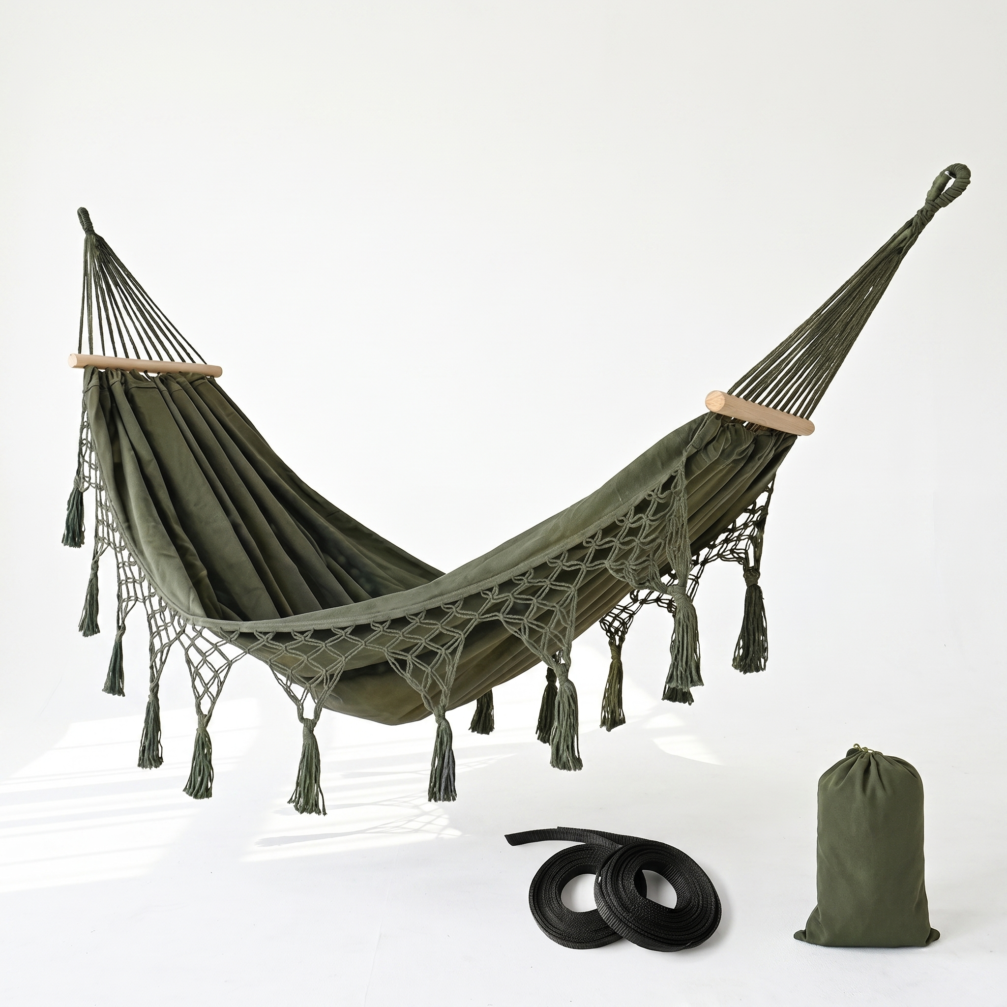 Anti-Roll Canvas Fringe Hammock