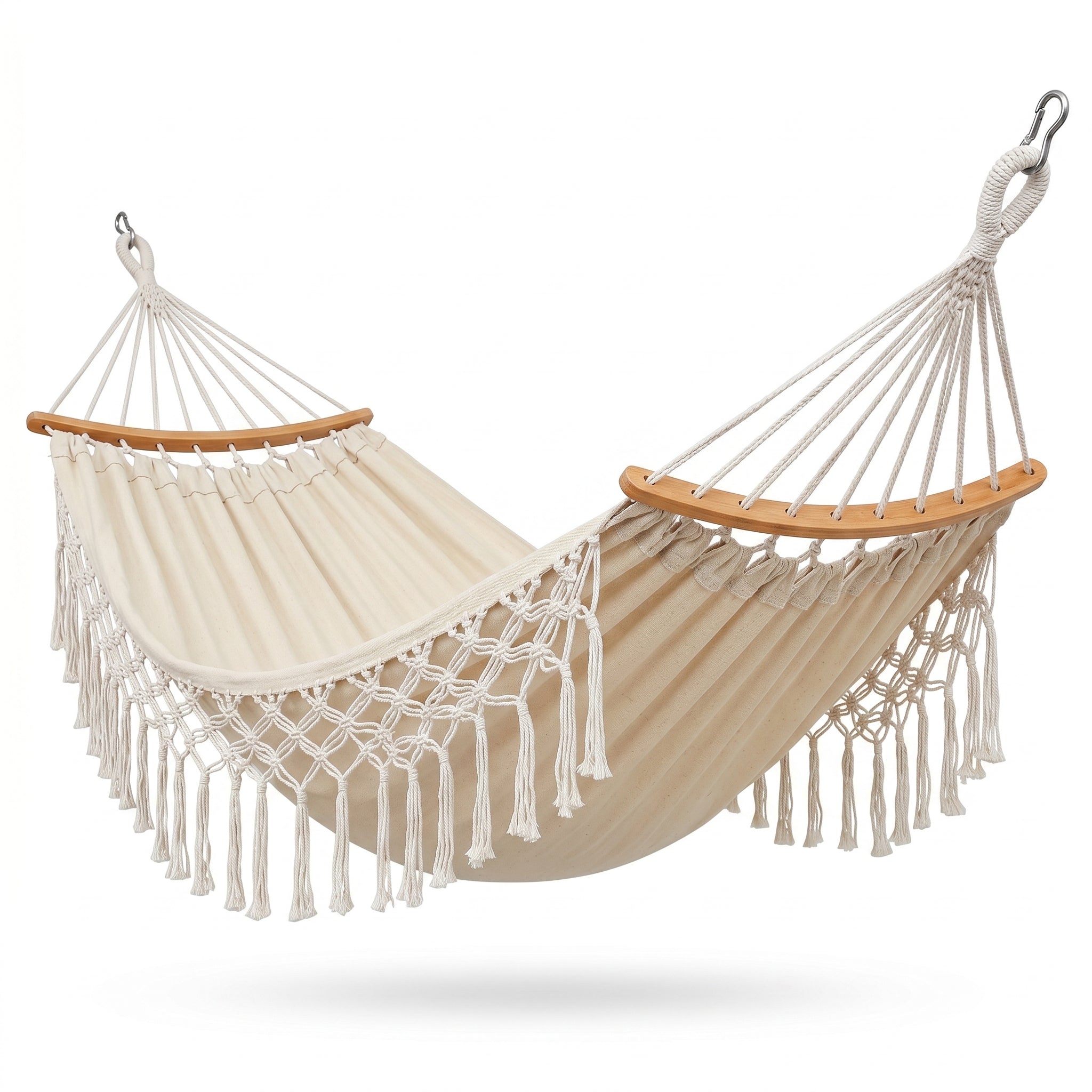 New Double Widen Thickened Canvas Anti-rollover 60cm Wooden Pole Tassel Hammock