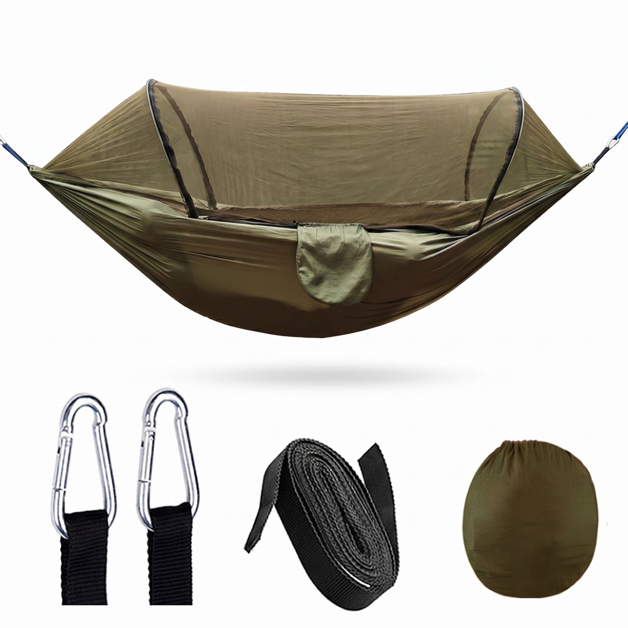 Quick-Deploy Anti-Roll Nylon Camping Hammock with Mosquito Net