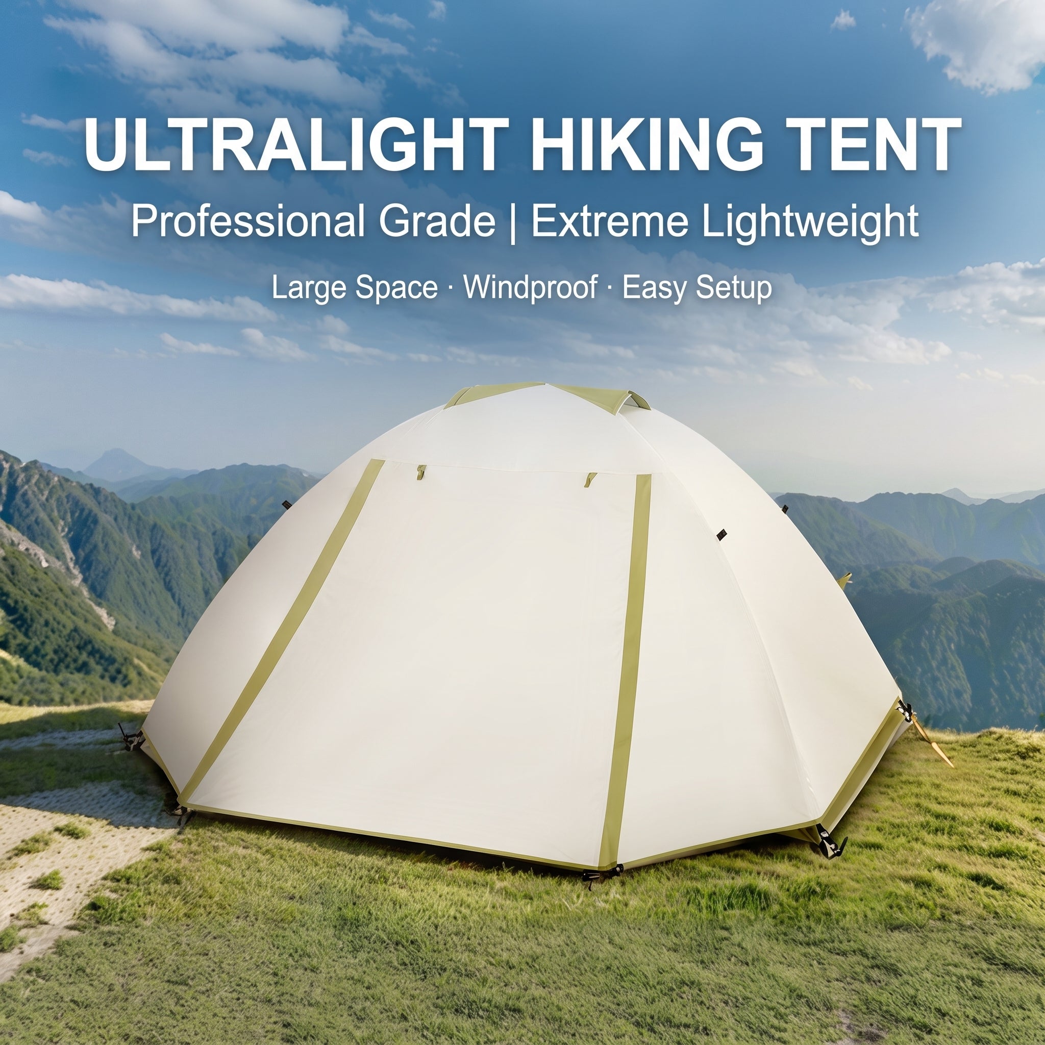 Ultralight Aluminum Pole Camping Tent 1-2 Person Waterproof for Hiking & Mountaineering