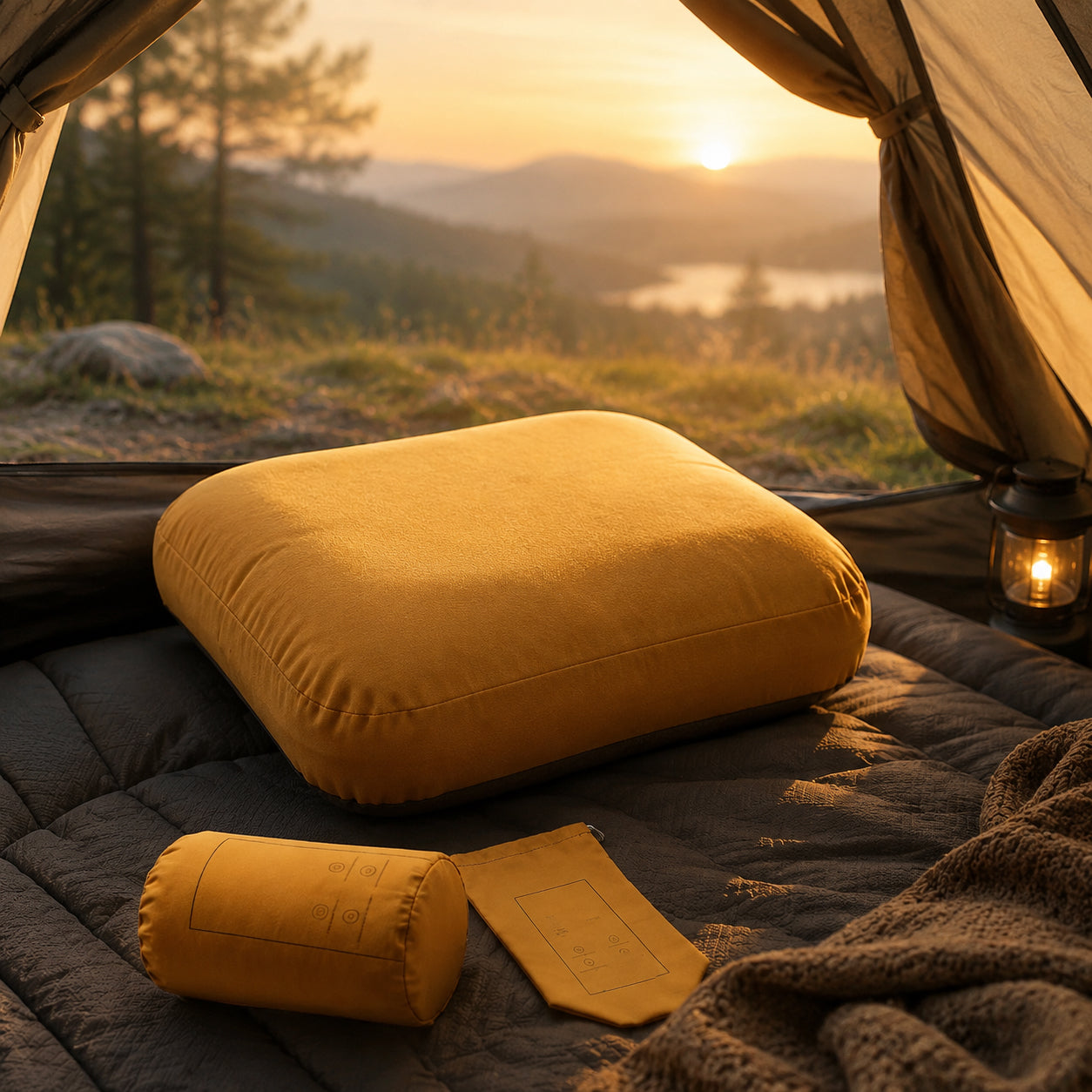 Thick Camping Travel Memory Foam Pillow Compressible Ultralight