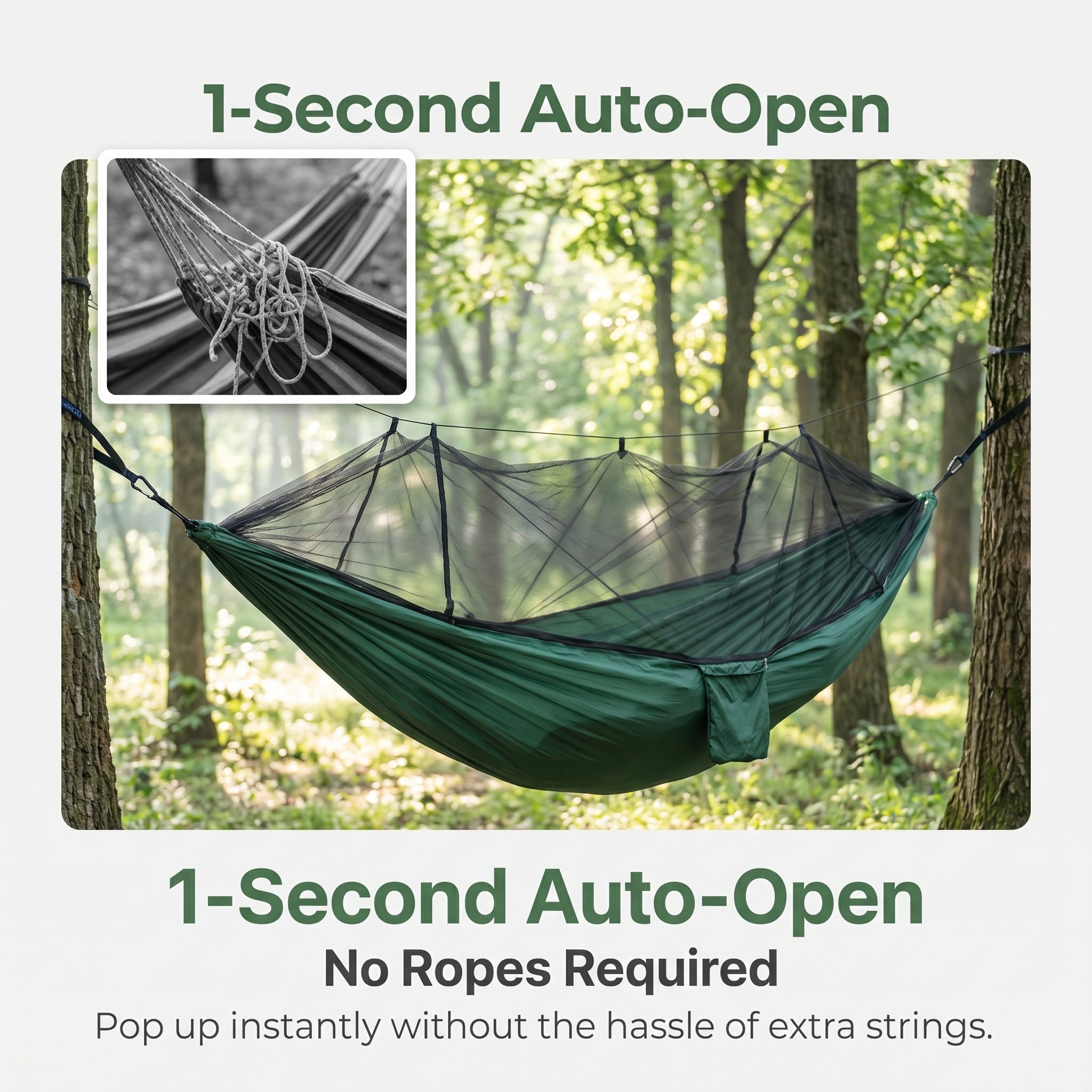 Quick-Deploy Outdoor Anti-Mosquito Hammock with Built-in Net