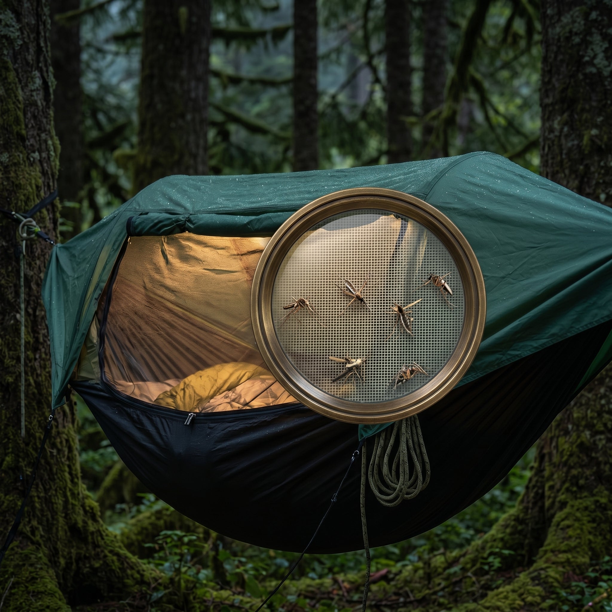 Ultralight Camping Hammock with Integrated Mosquito Net